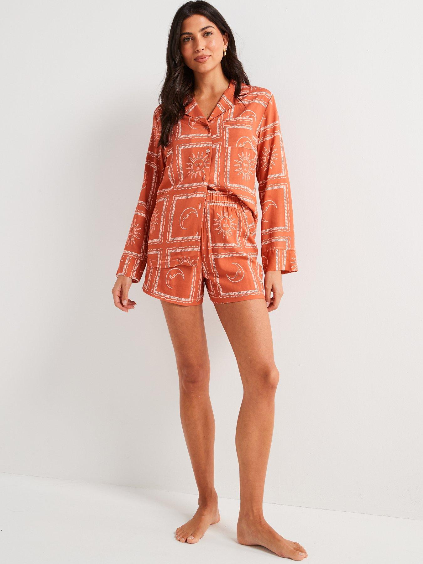 Image 3 of 5 of V by Very Printed Sun Print Short Pyjama Set - Rust