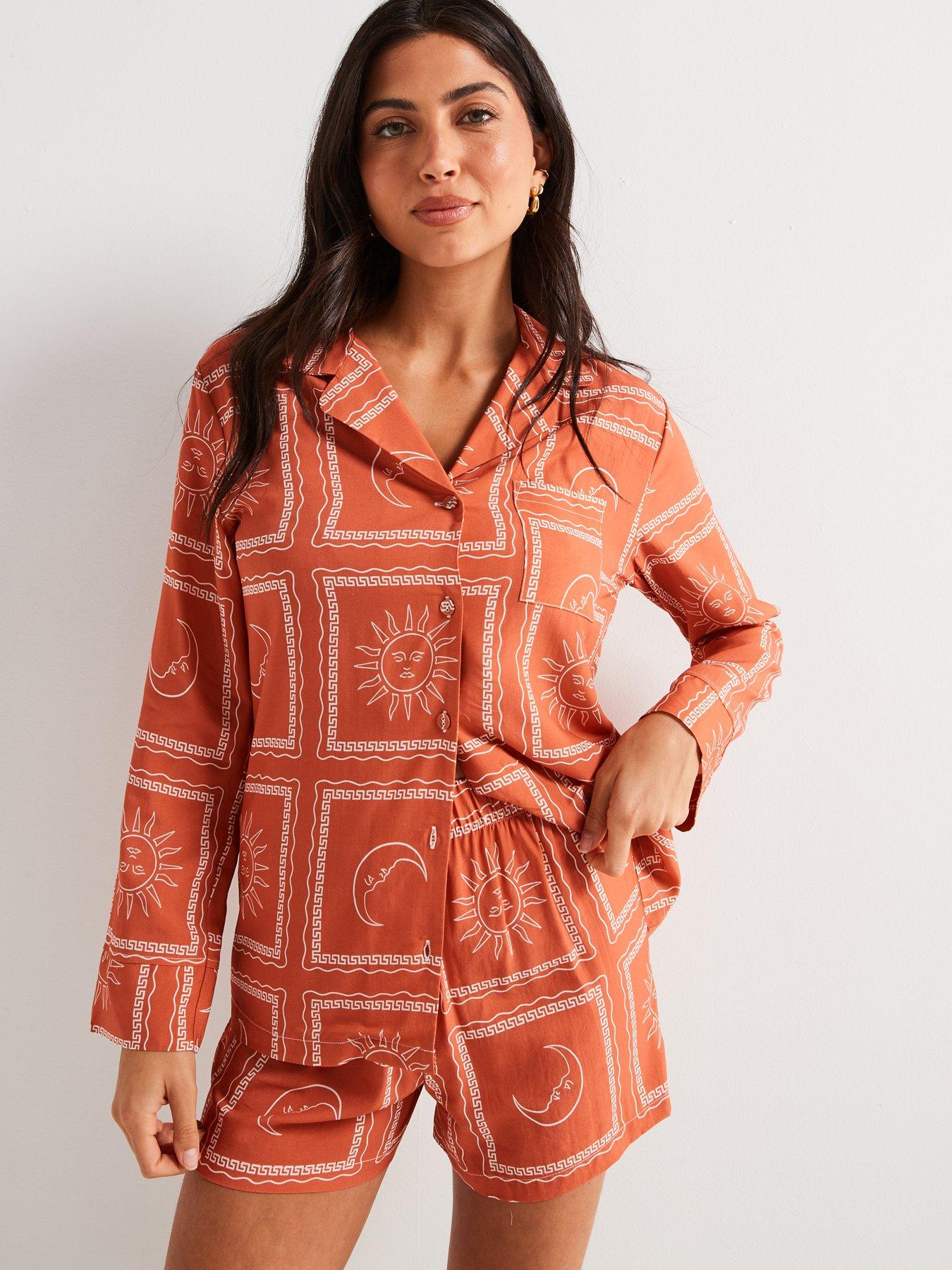 Image 4 of 5 of V by Very Printed Sun Print Short Pyjama Set - Rust