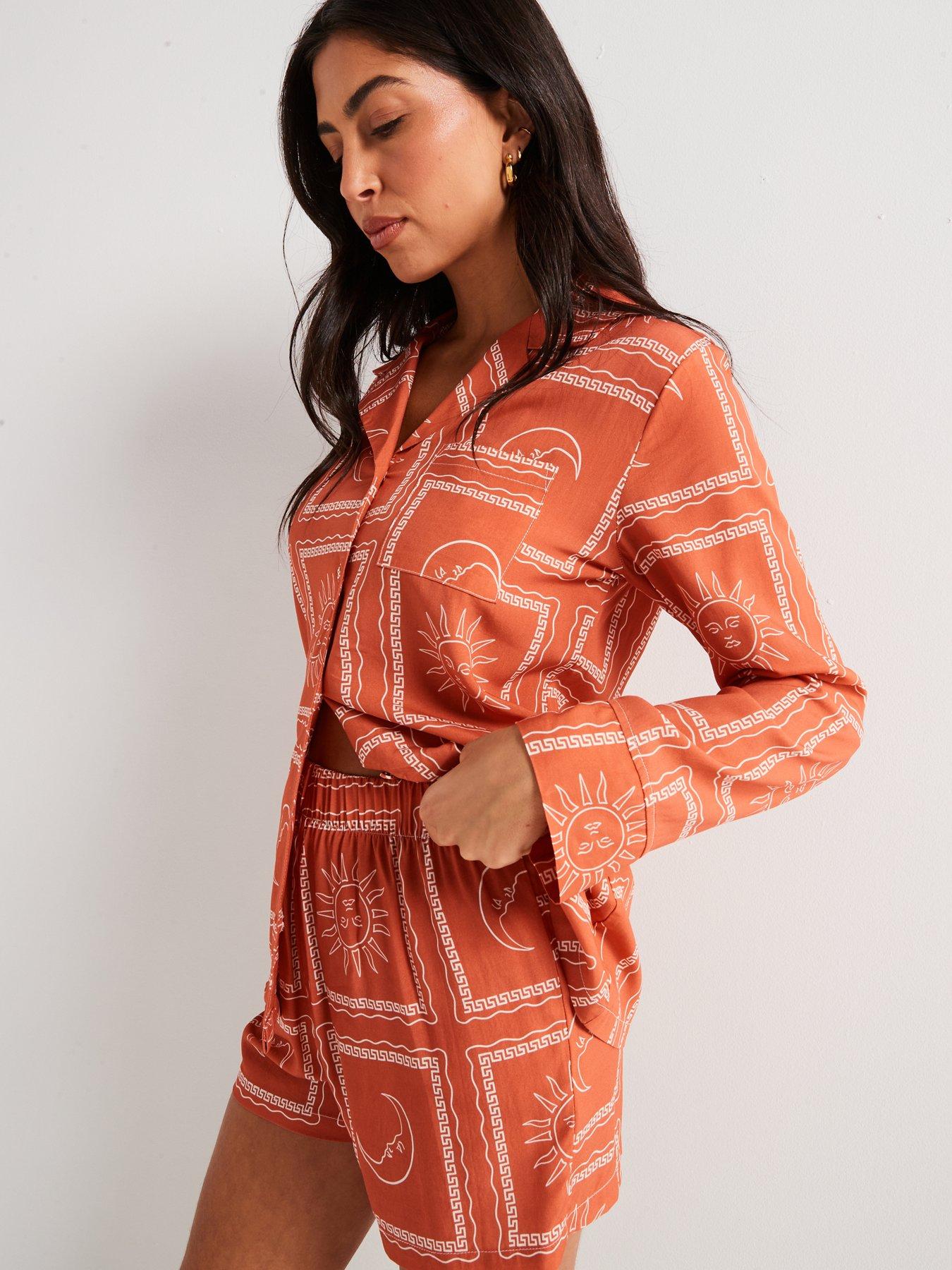 Image 5 of 5 of V by Very Printed Sun Print Short Pyjama Set - Rust
