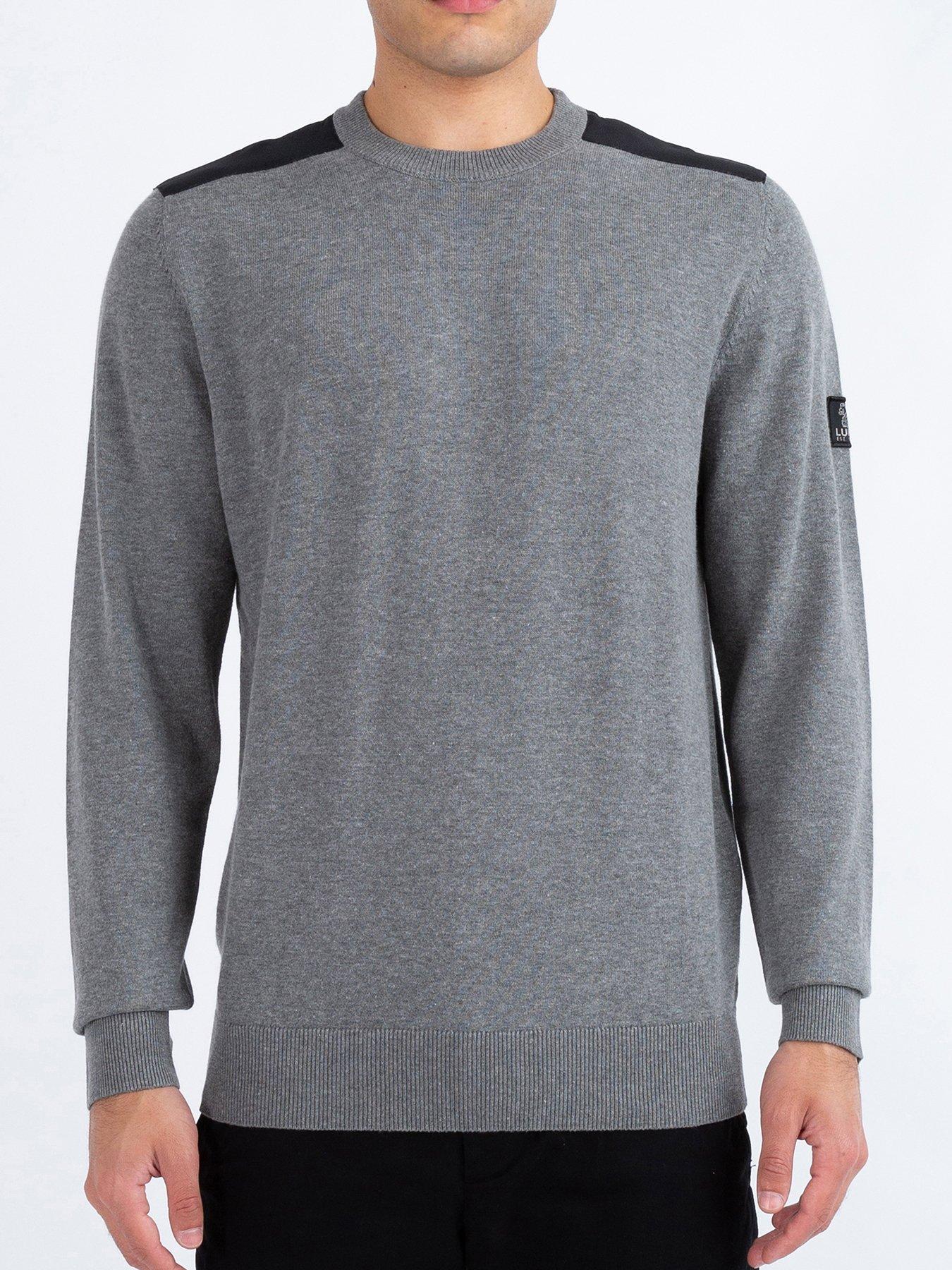 Berwick Panel Crew Neck Knitted Jumper Grey