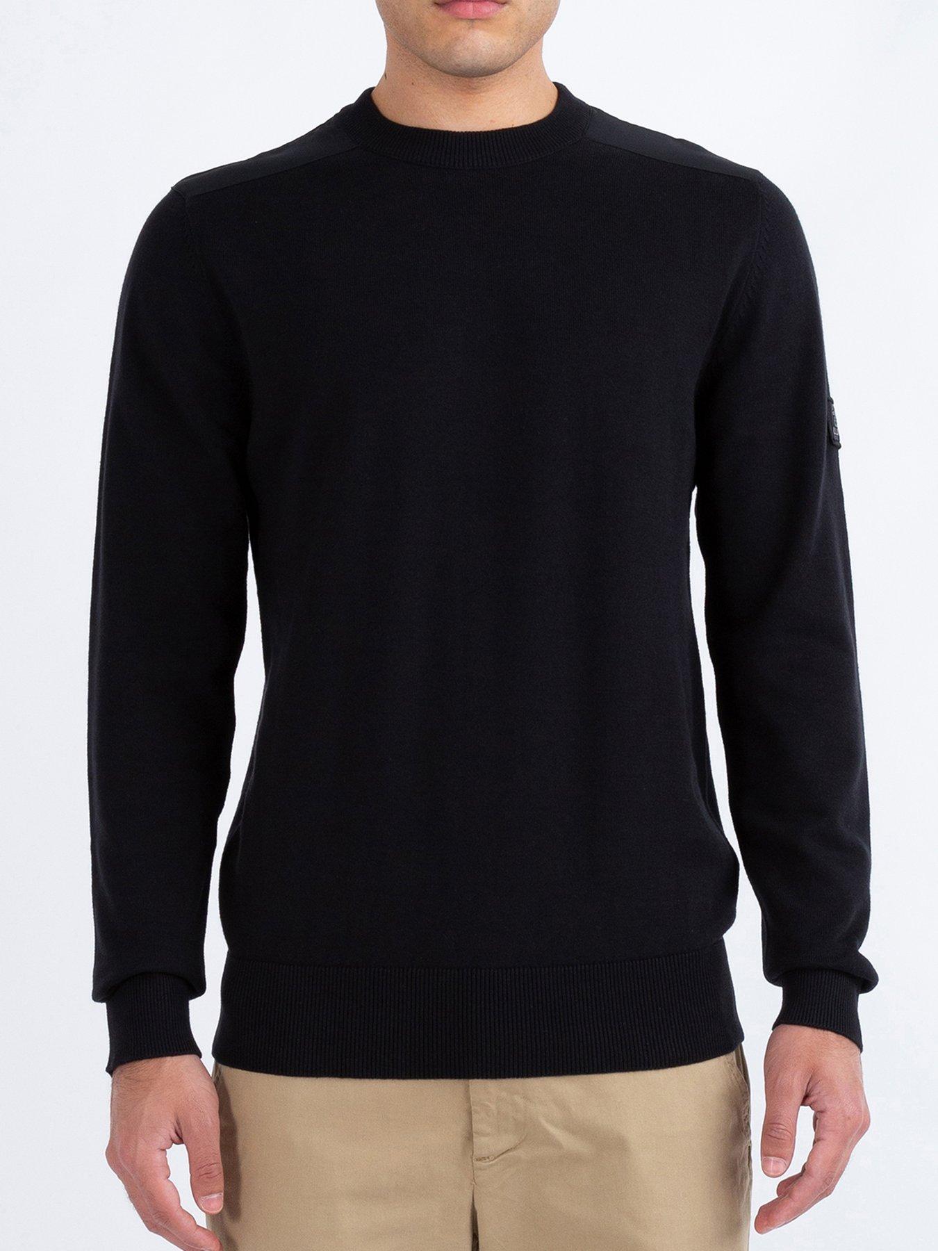 Luke 1977 Berwick Panel Crew Neck Knitted Jumper Black Very Ireland