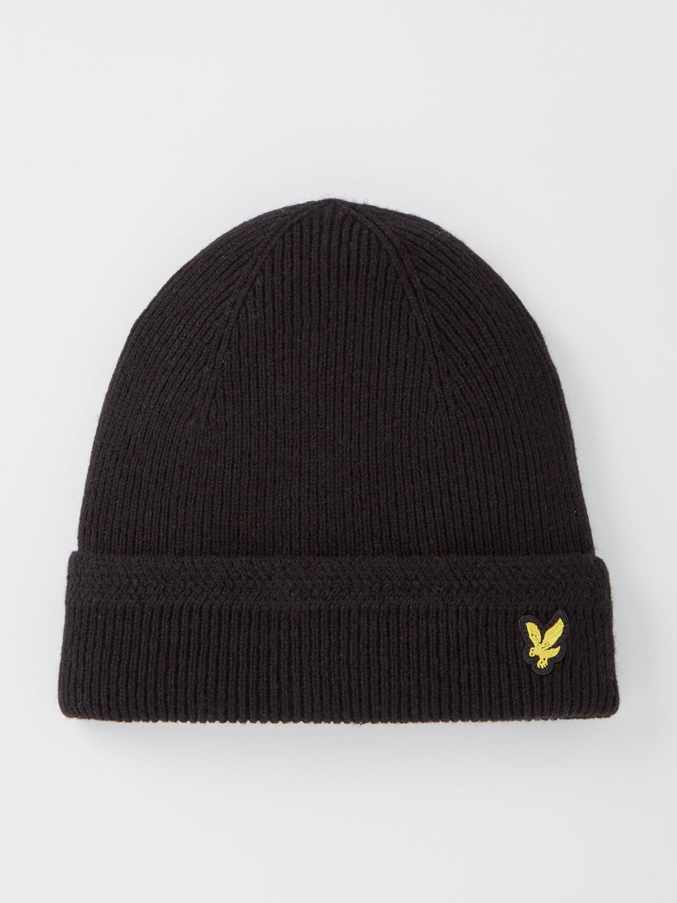 lyle-scott-lyle-amp-scott-racked-rib-knitted-beanie-hat--black