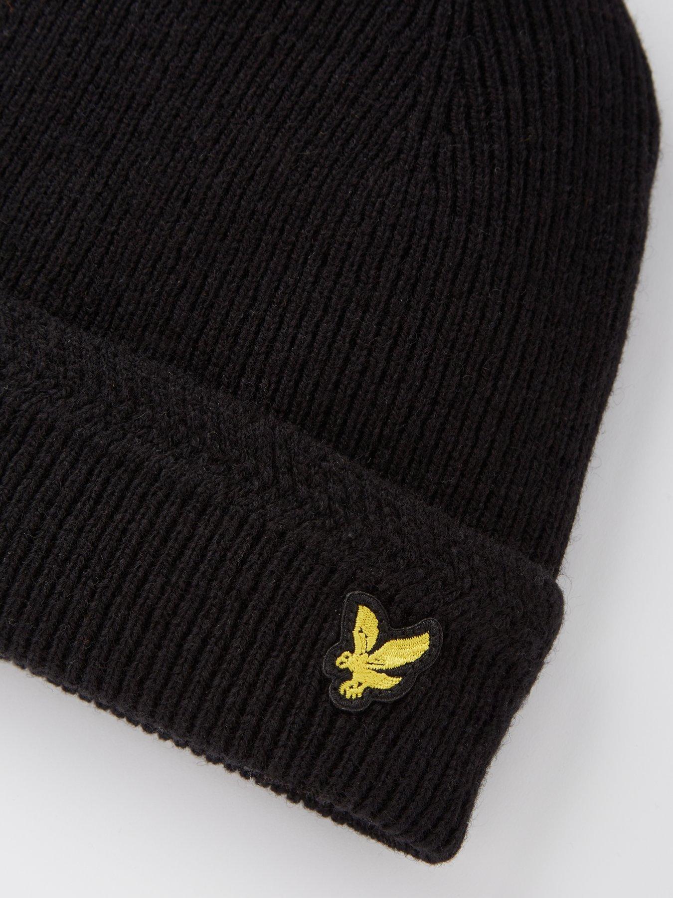 lyle-scott-lyle-amp-scott-racked-rib-knitted-beanie-hat--blackoutfit