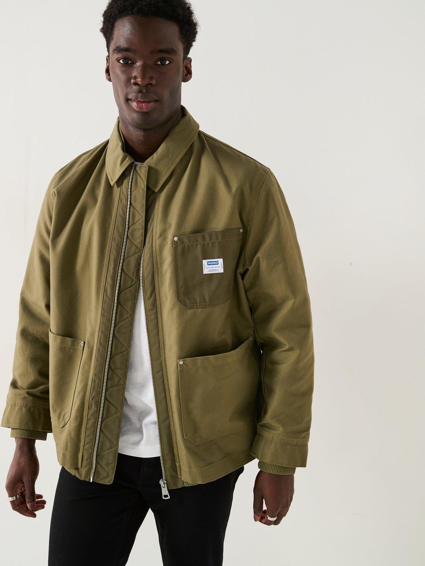 undefined Hugo Boster2511 Slim Fit Patch Pocket Zip Thru Shacket - Khaki