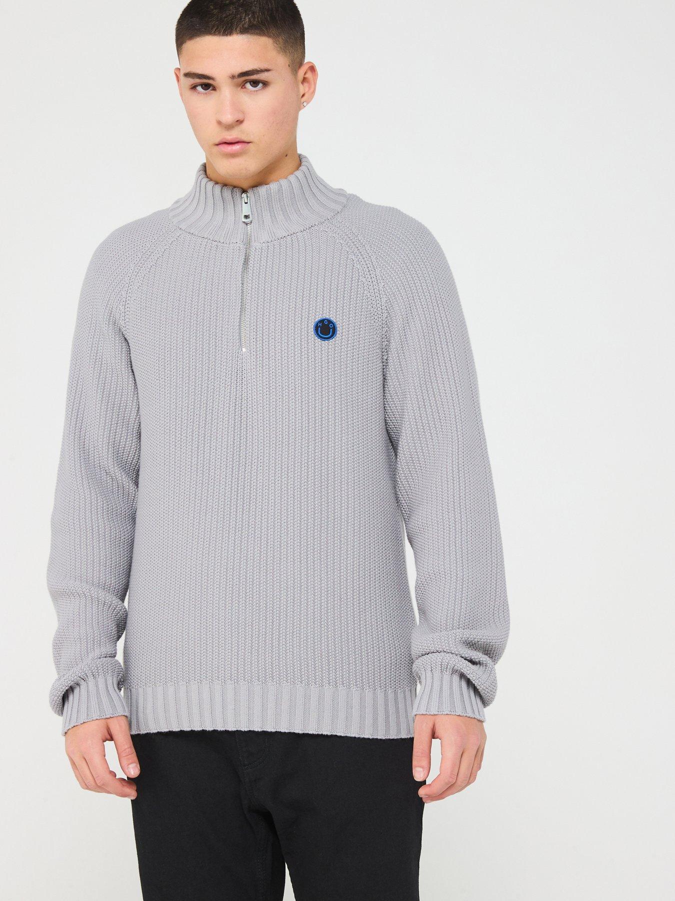 undefined Selioh Relaxed Fit Smiley 1/4 Knitted Jumper - Grey