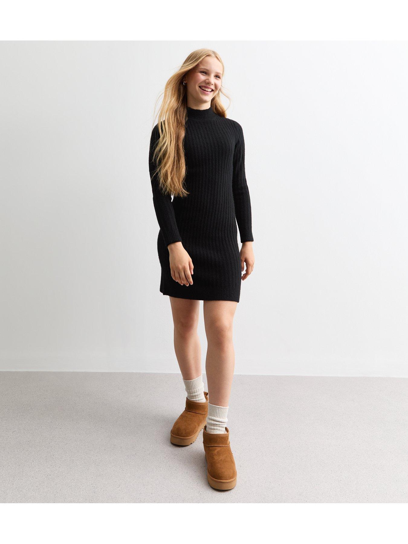 new-look-915-girls-black-rib-knitted-dressstillFront