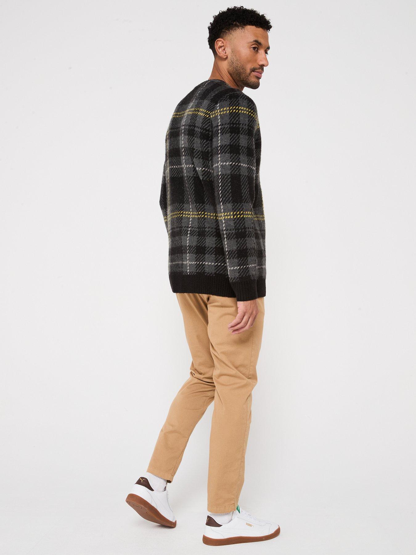 lyle-scott-brushed-tartan-knitted-cardigan-blackstillFront