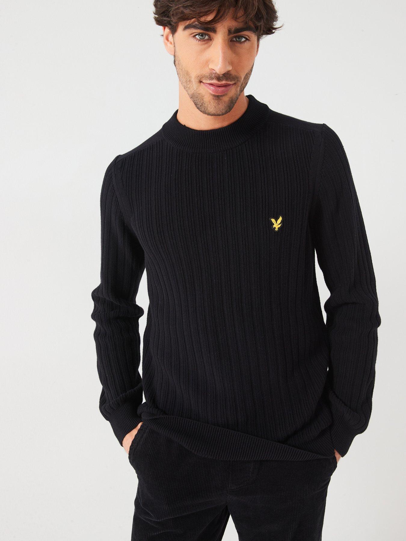 lyle-scott-lyle-amp-scott-ribbed-mock-neck-knitted-jumper--black