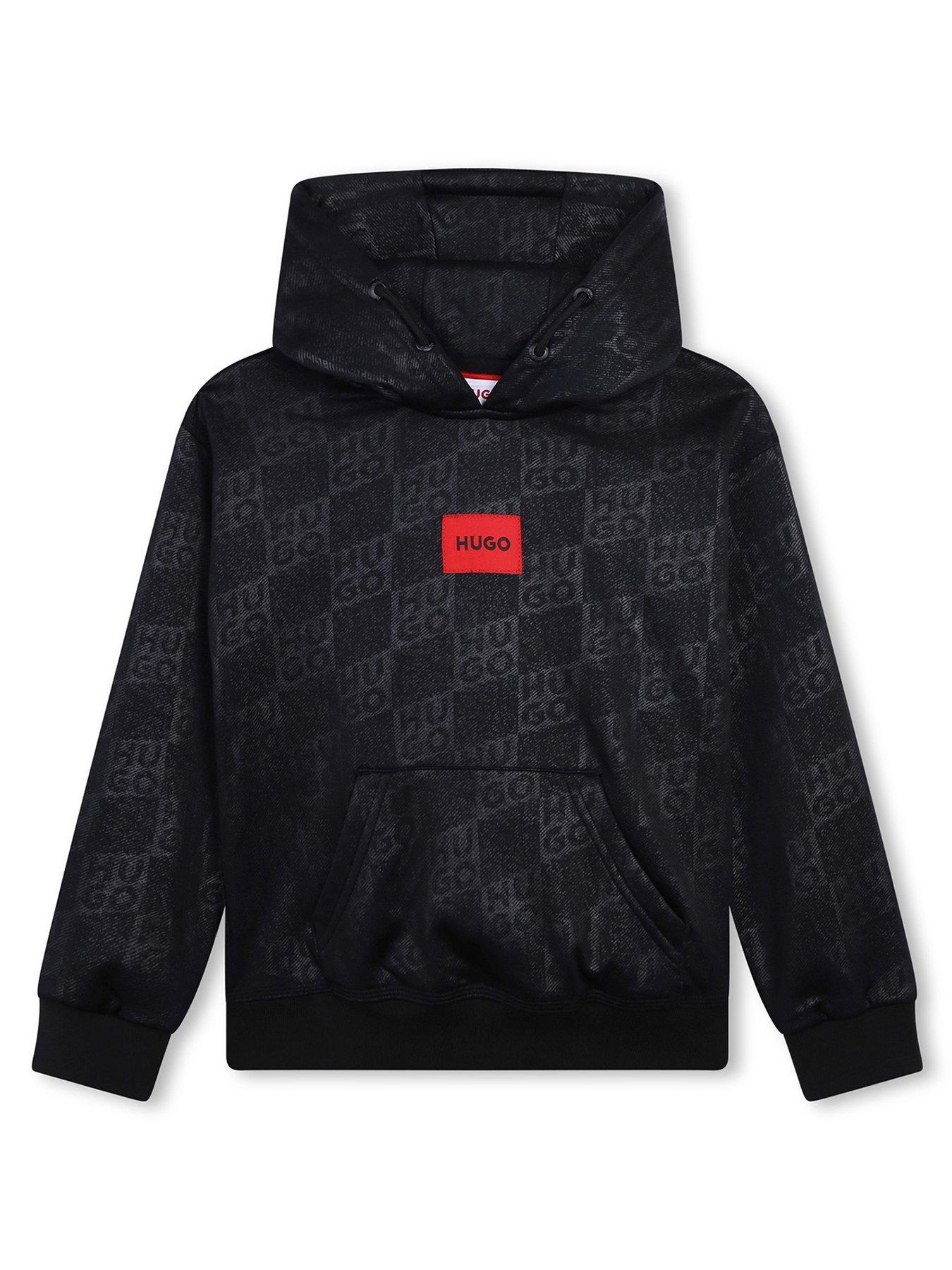 hugo-boys-check-monogram-hoodie-black