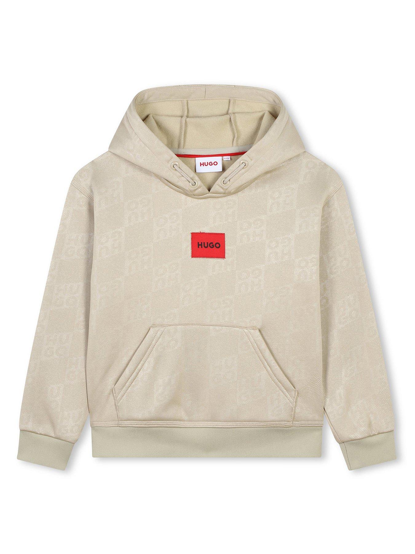 hugo-boys-check-monogram-hoodie-beige