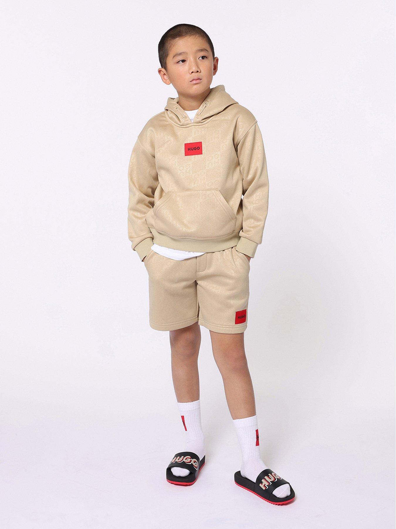 hugo-boys-check-monogram-hoodie-beigestillFront