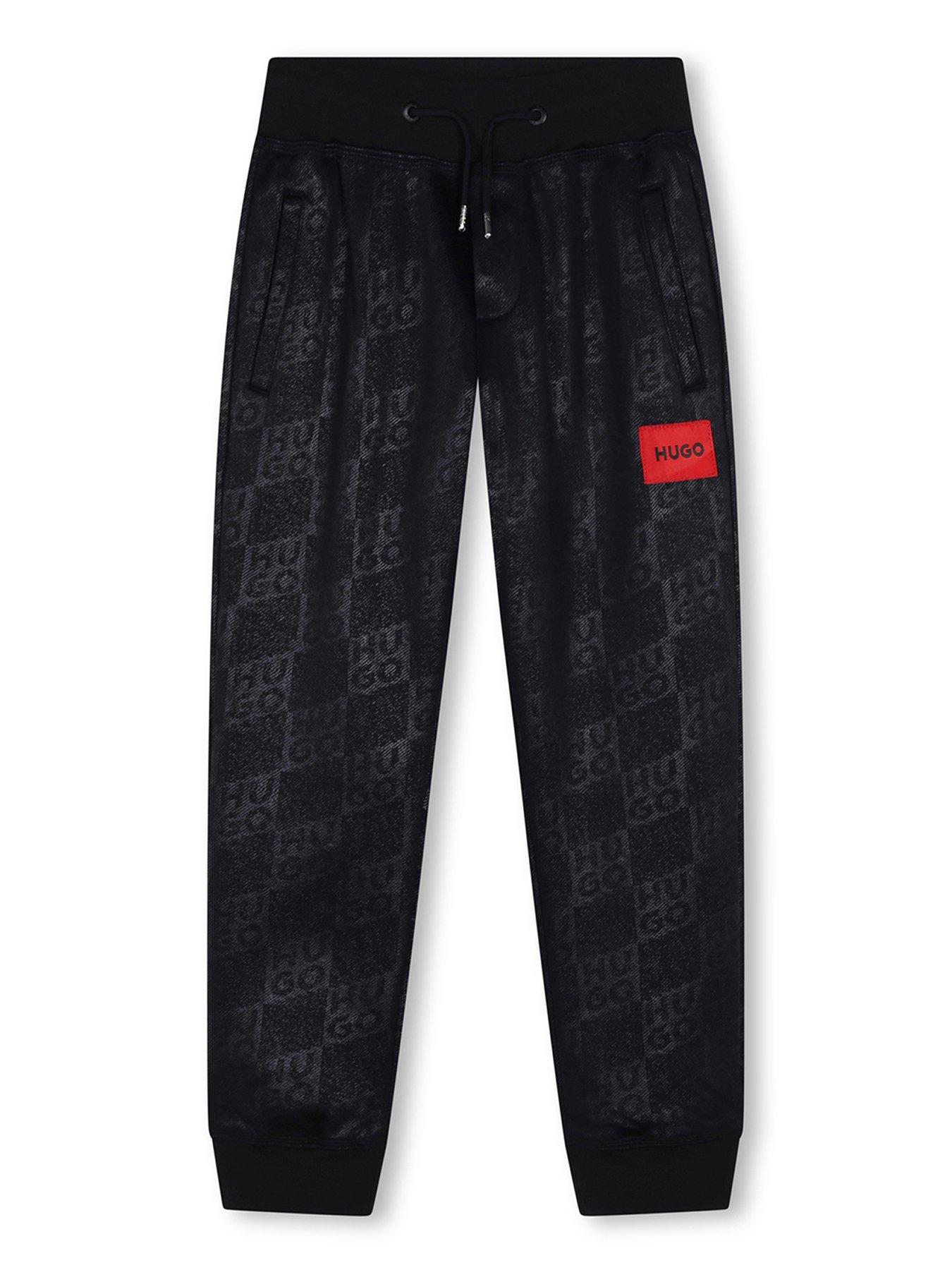 hugo-boys-check-monogram-joggers-black