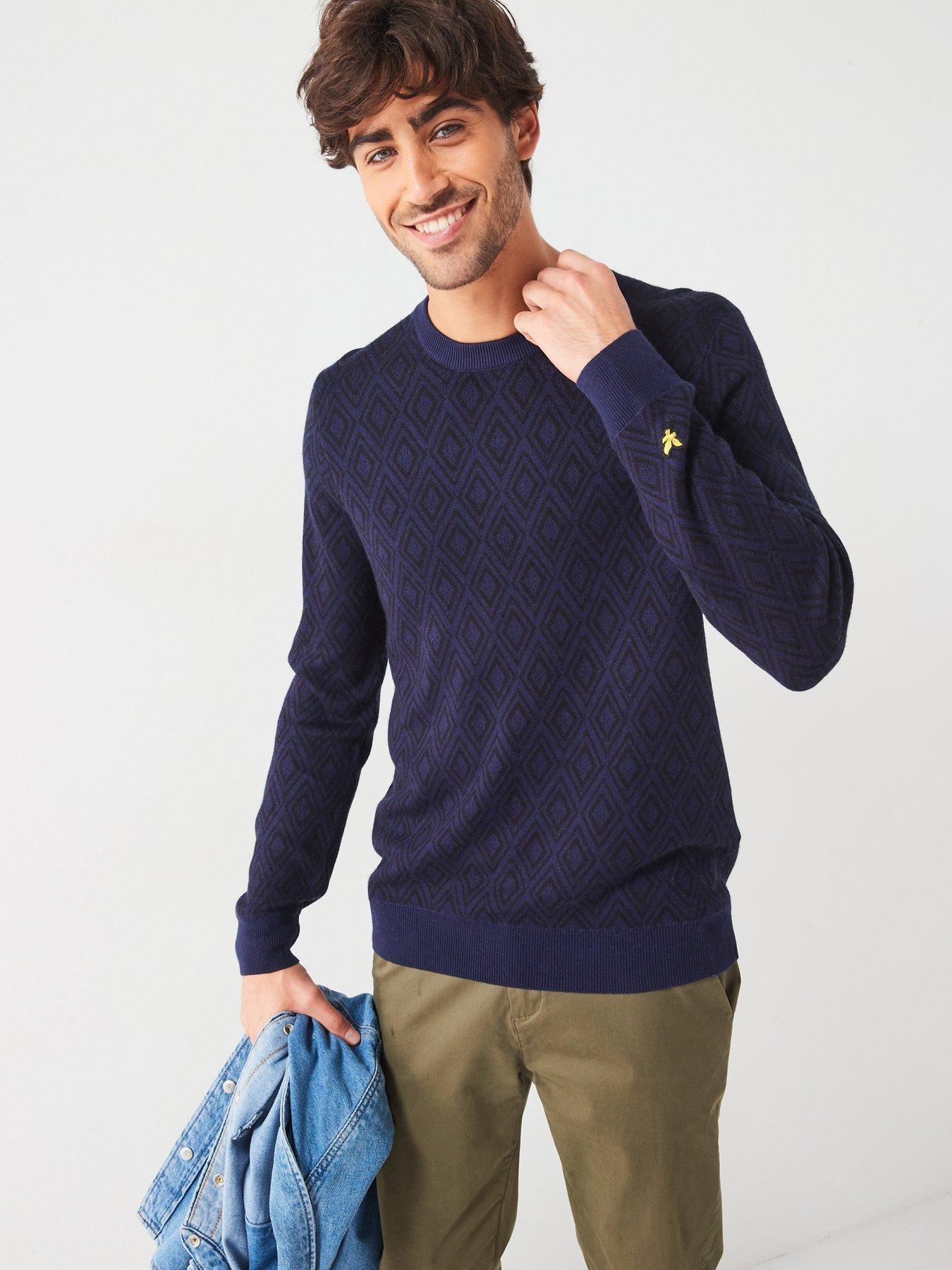 undefined Monogram Intarsia Knitted Jumper - Navy
