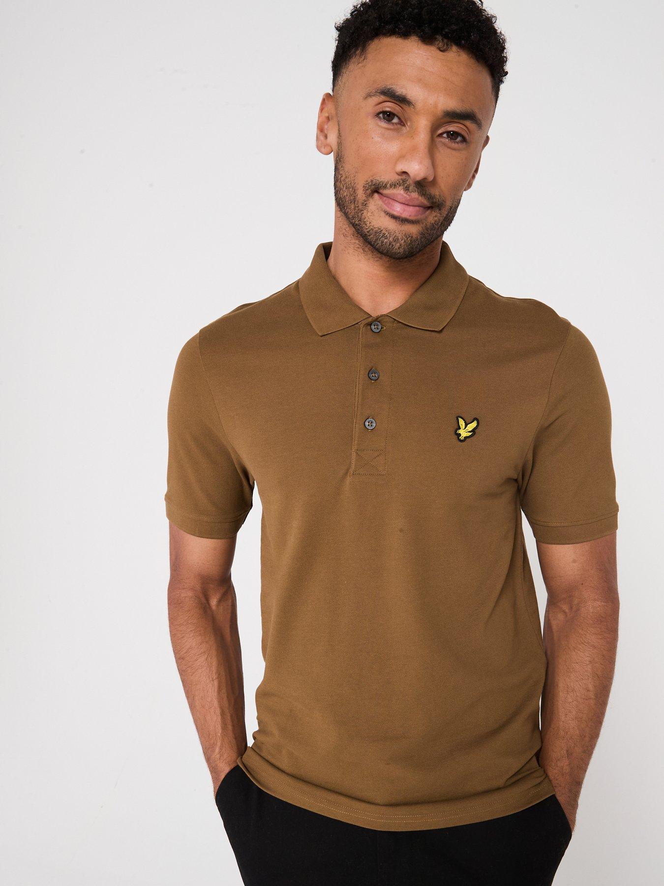 lyle-scott-plain-short-sleeve-polo-shirt-brown