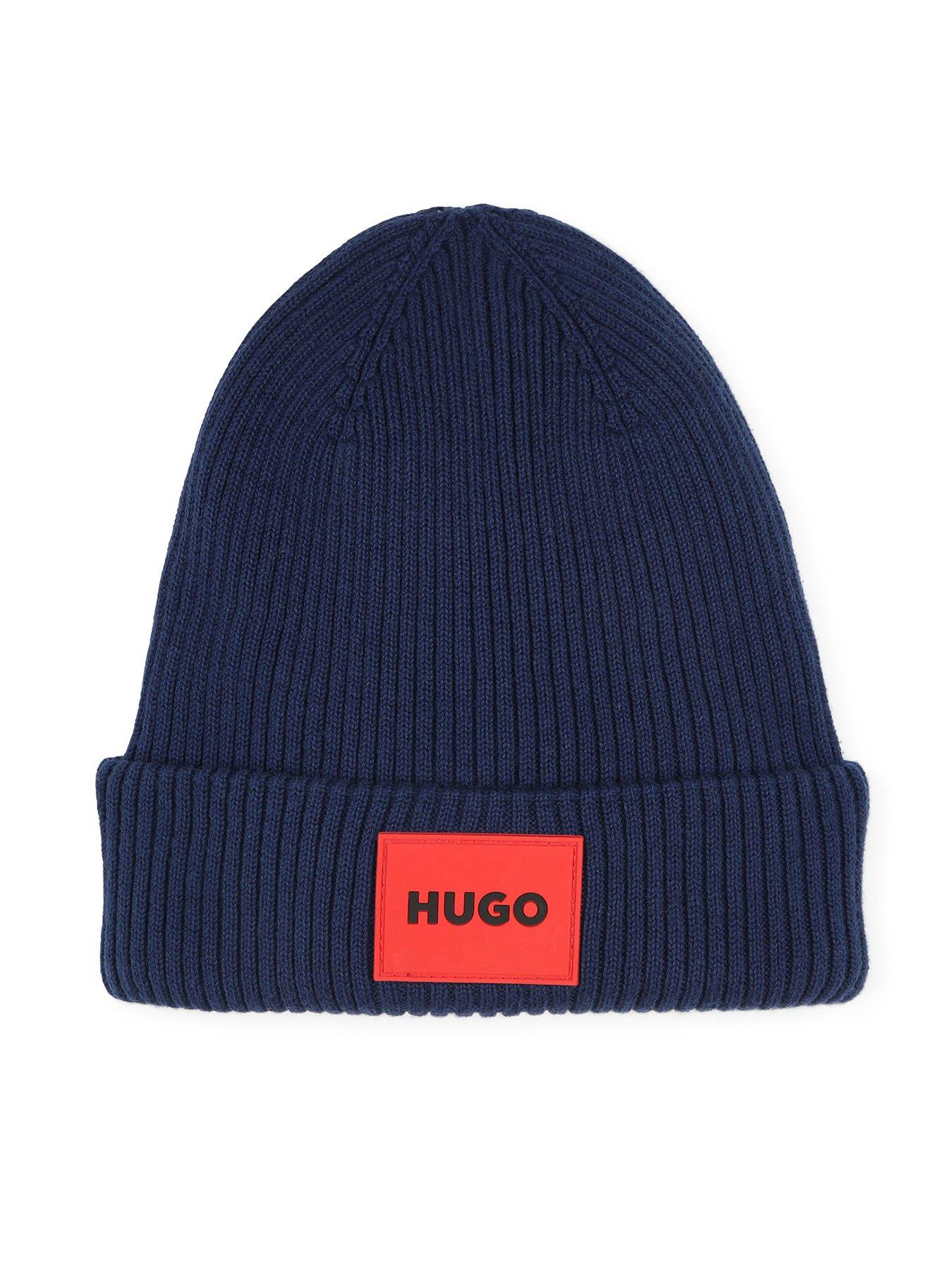 hugo-boys-square-logo-beanie-hat-blue