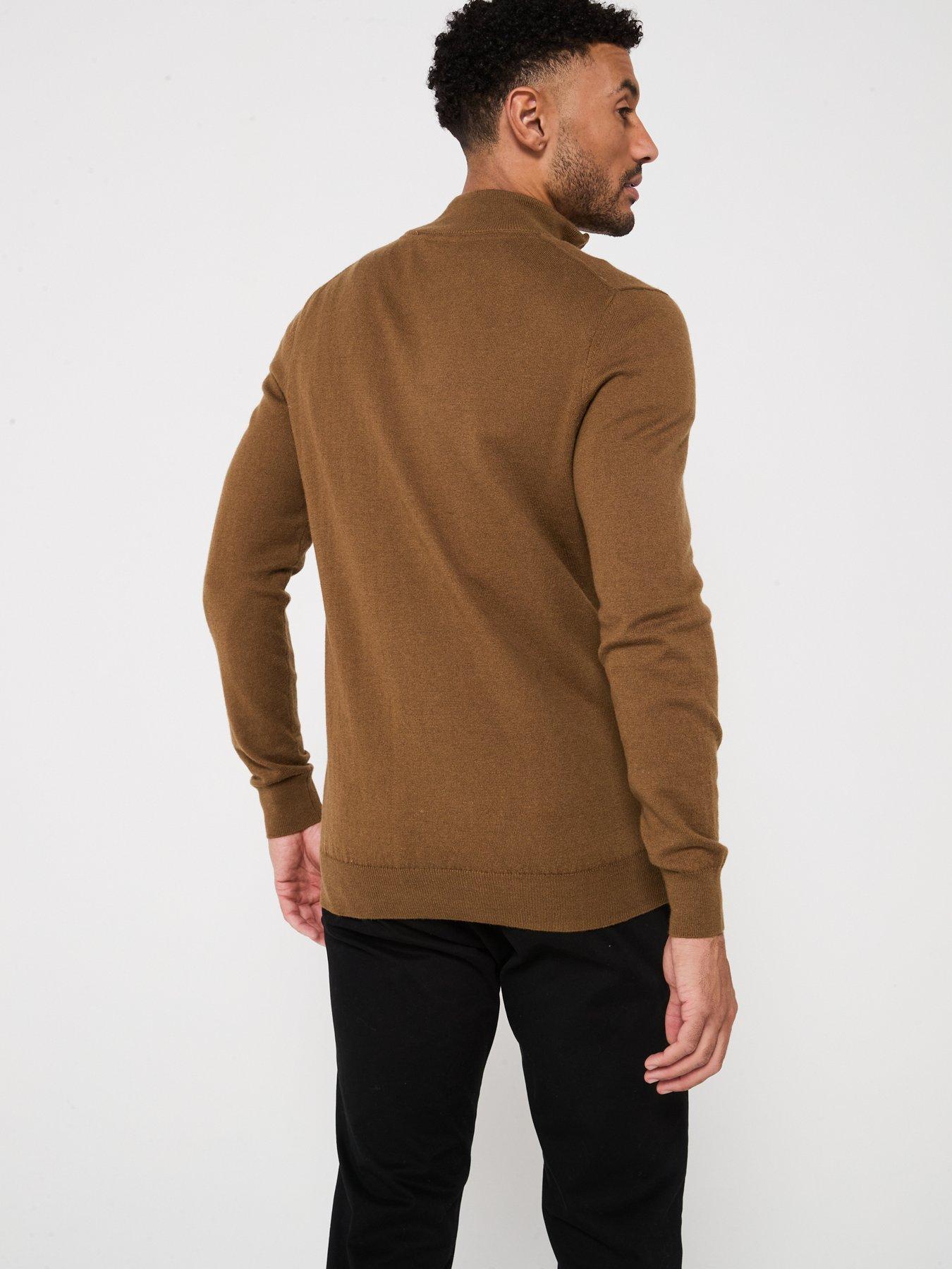 lyle-scott-cotton-merino-quarter-zip-knitted-jumper-brownstillFront