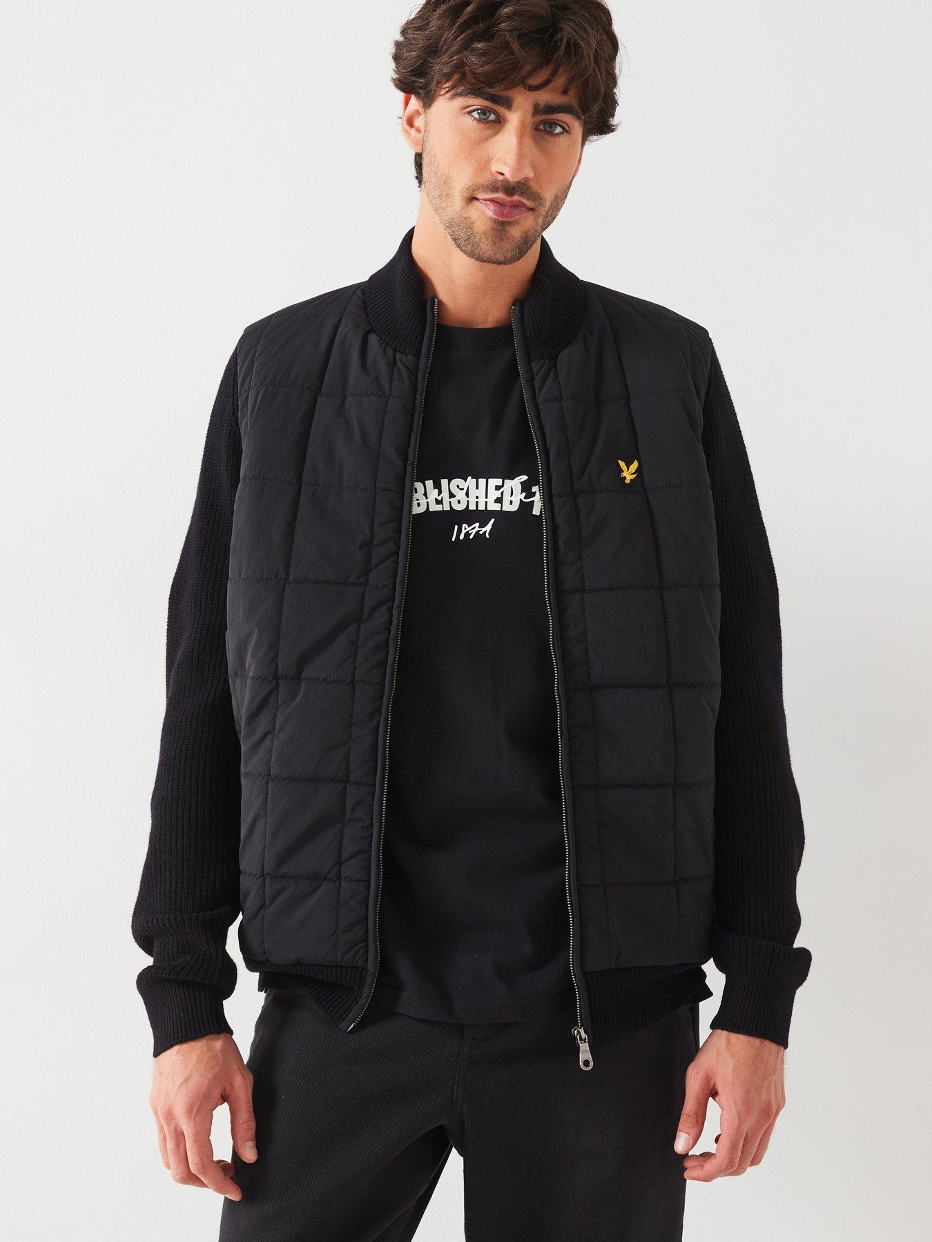 lyle-scott-lyle-amp-scott-hybrid-textured-zip-through-knitted-cardigan--blackoutfit