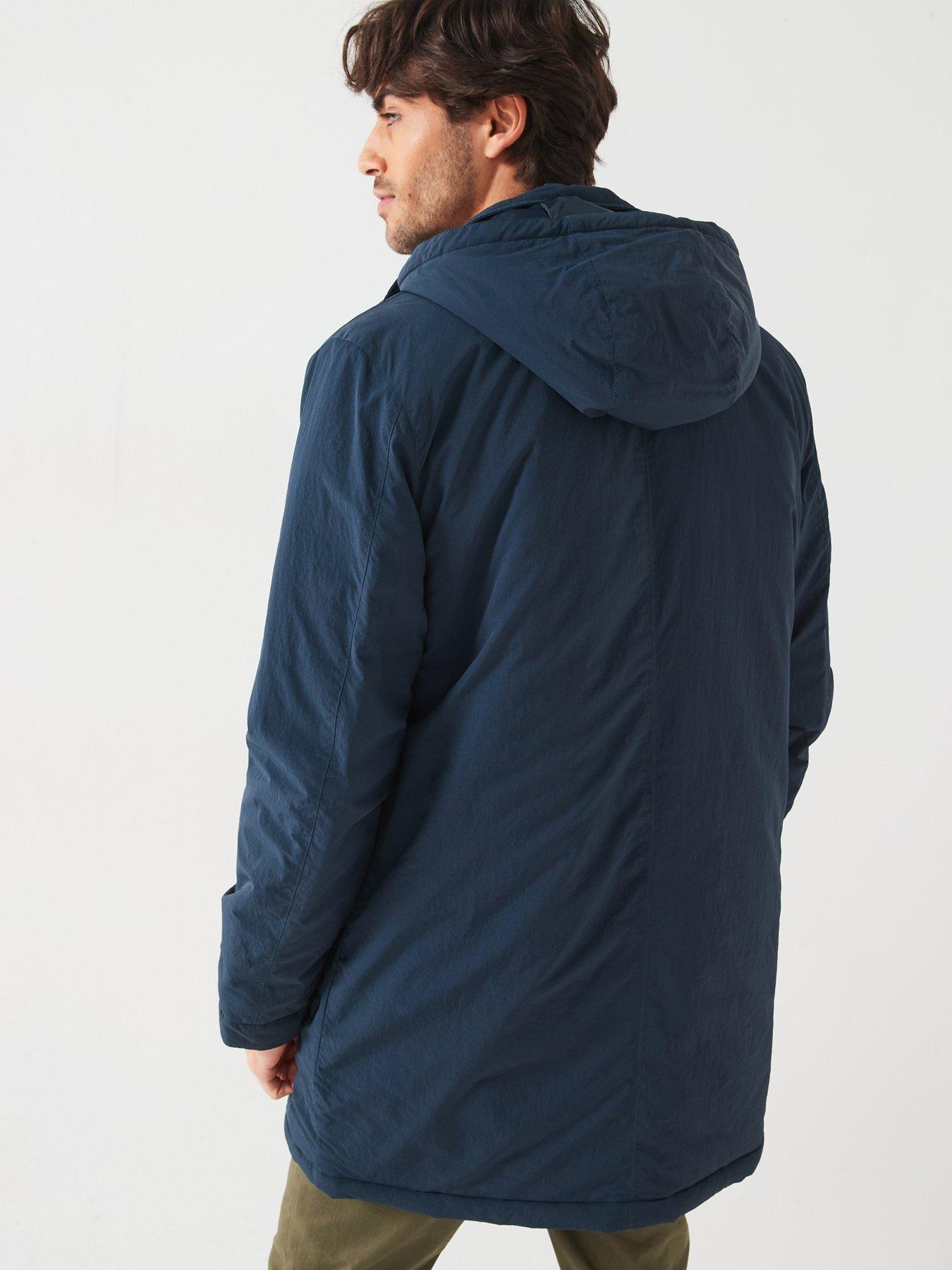 Lyle Scott Wadded Parka Coat Blue