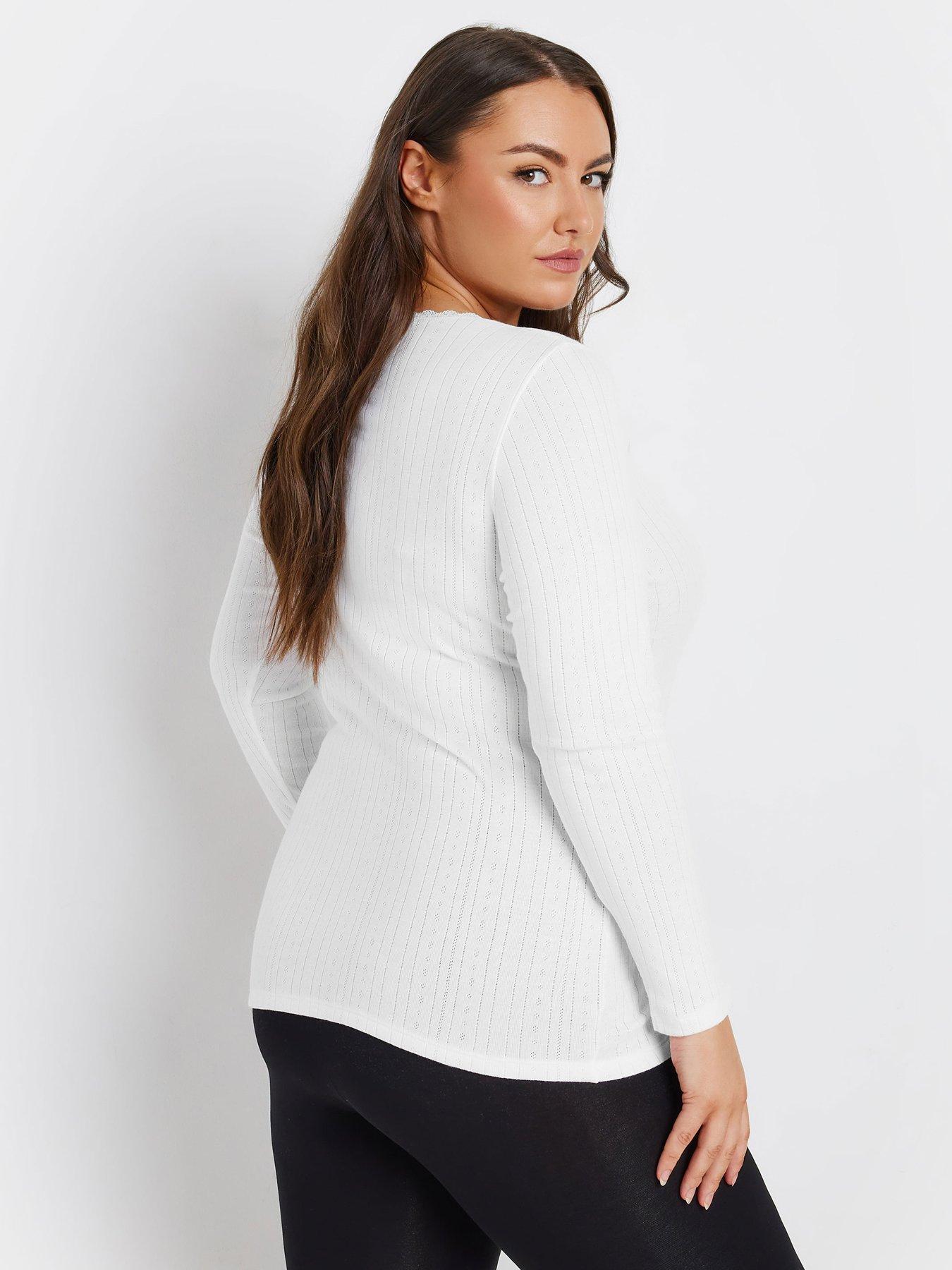 yours-curve-pointelle-thermal-long-sleeve-top-whitestillFront