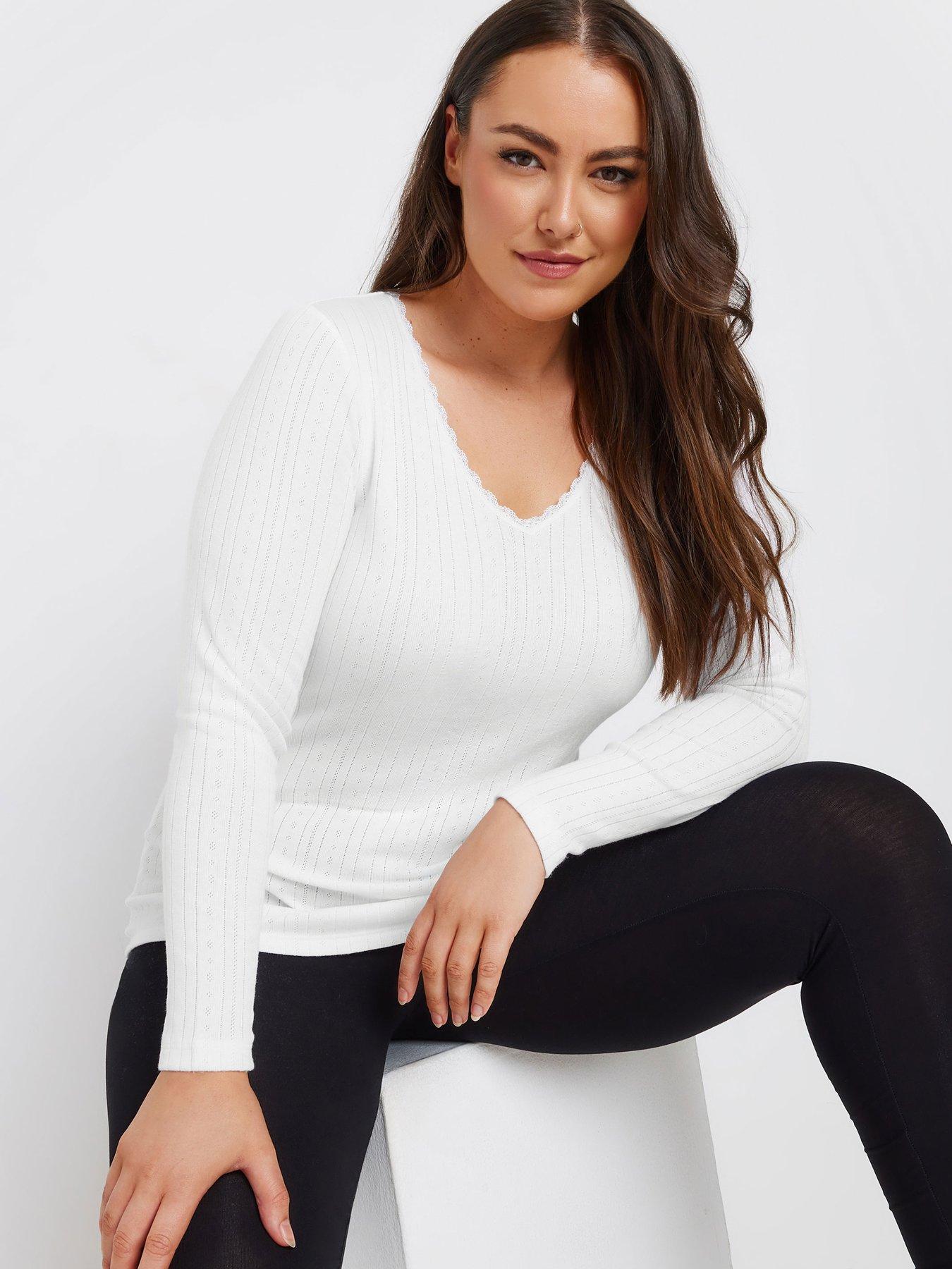 yours-curve-pointelle-thermal-long-sleeve-top-whiteoutfit