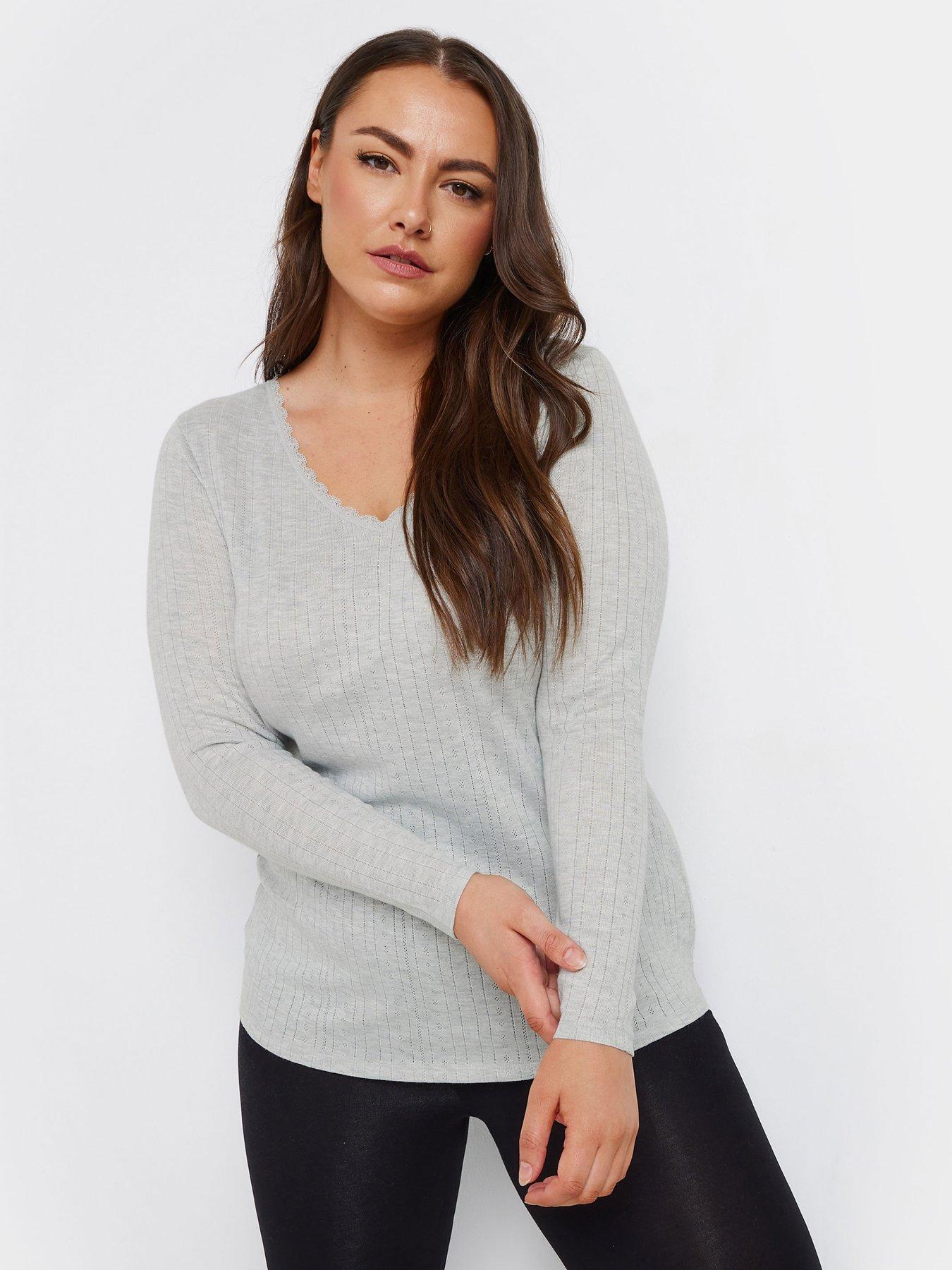 yours-curve-pointelle-thermal-long-sleeve-top-grey