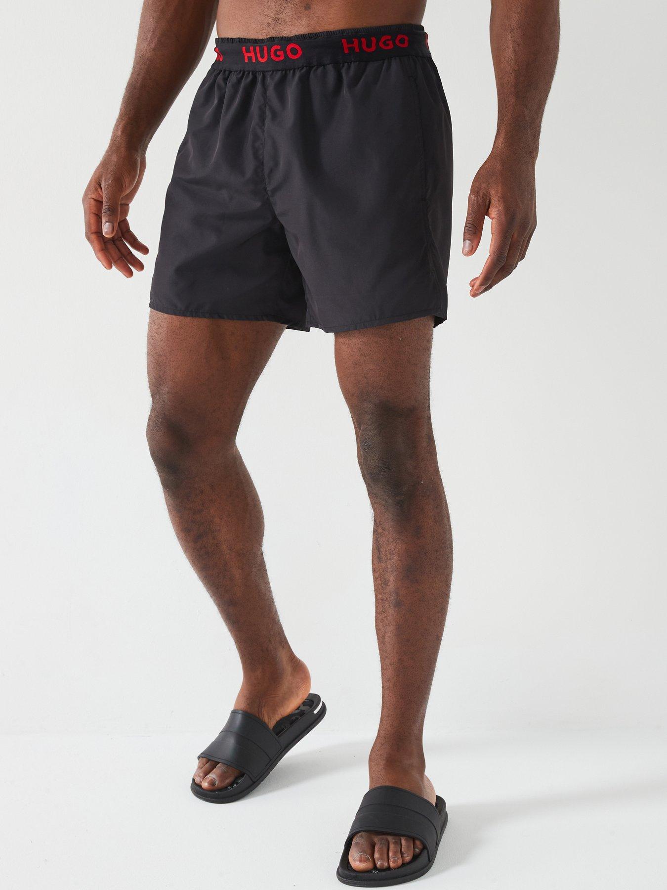 hugo-tap-waistband-logo-swim-shorts-black