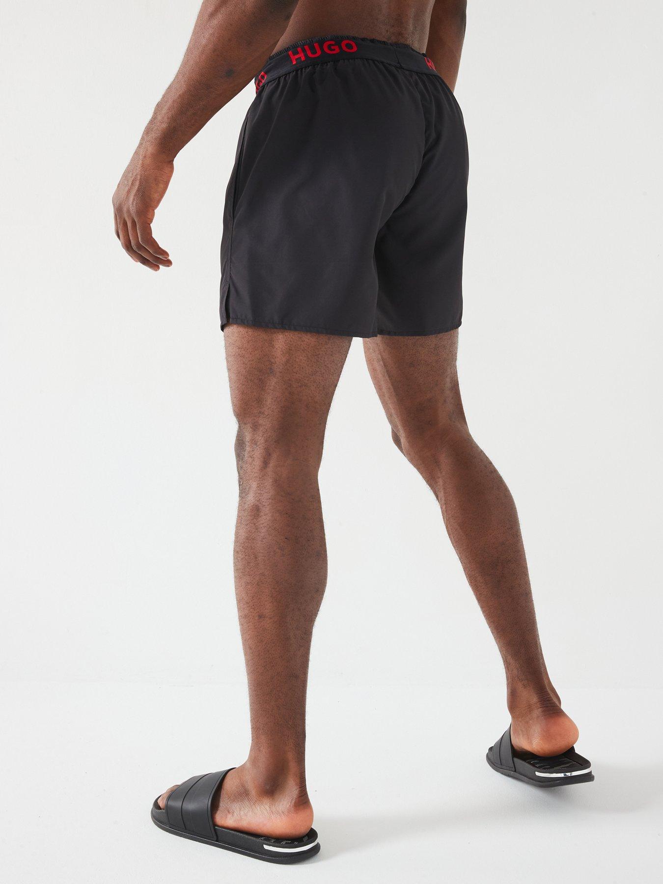 hugo-tap-waistband-logo-swim-shorts-blackstillFront