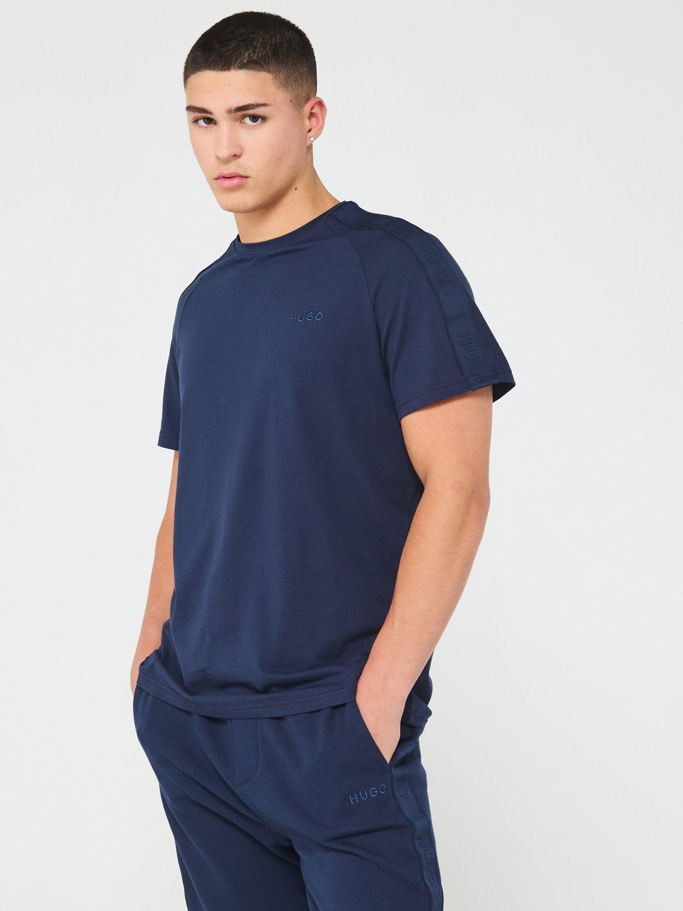 hugo-regular-fit-tonal-tape-logo-t-shirt-navy