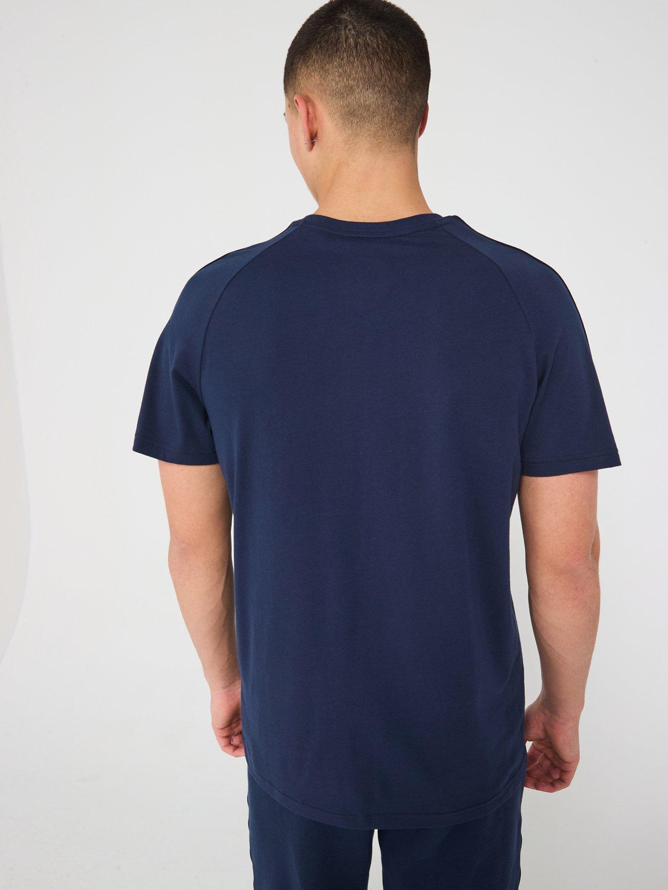 hugo-regular-fit-tonal-tape-logo-t-shirt-navystillFront