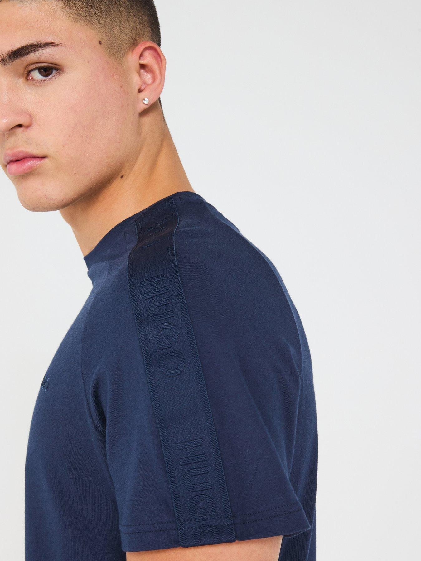 hugo-regular-fit-tonal-tape-logo-t-shirt-navydetail