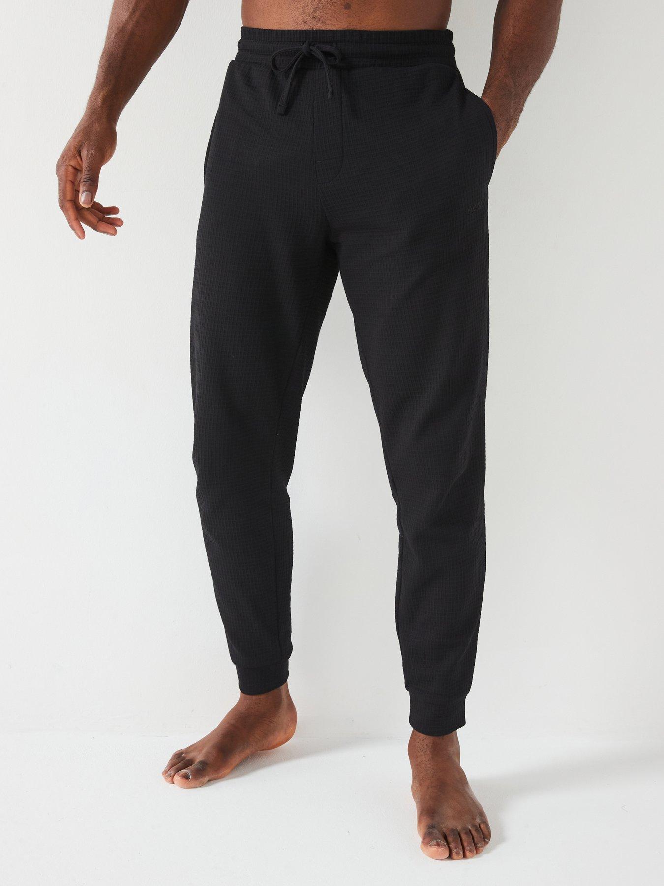 hugo-austin-waffle-loungewear-cuff-joggers-black