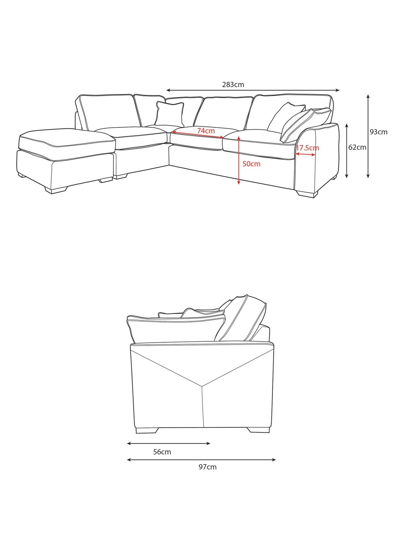 Image 7 of 7 of Very Home Cesena L/H Fabric Corner Chaise&nbsp;- Made to Order in the UK
