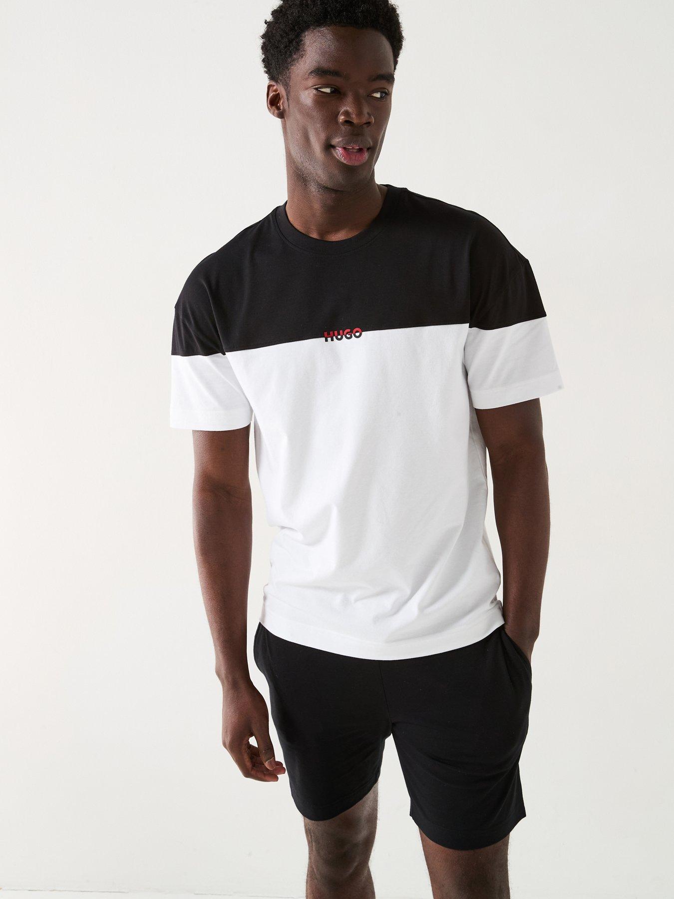 undefined Hugo Amsterdam Lightweight Contrast Blocking Loungewear T-Shirt - Black/White