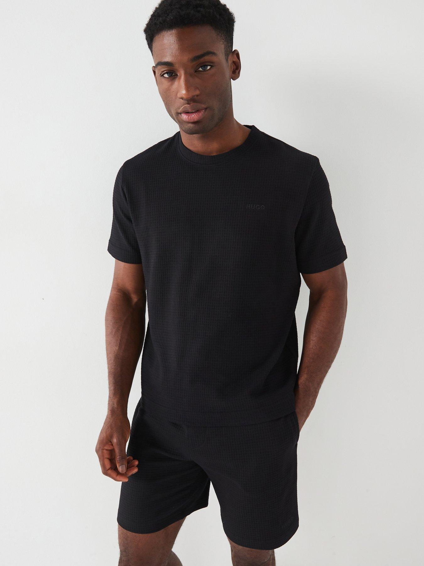 hugo-hugo-austin-regular-fit-loungewear-waffle-t-shirt-black