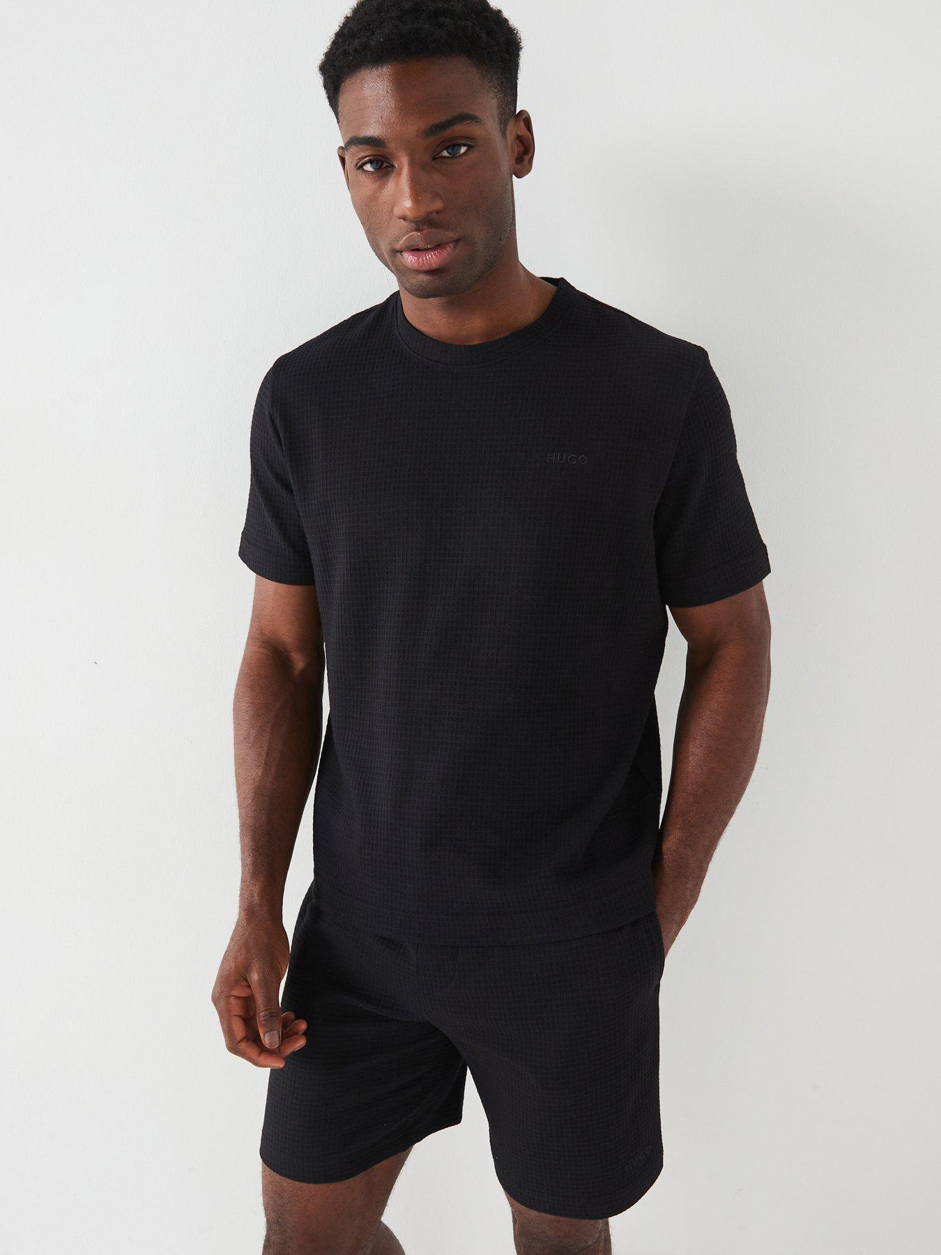 HUGO Hugo Austin Regular Fit Loungewear Waffle T-Shirt - Black