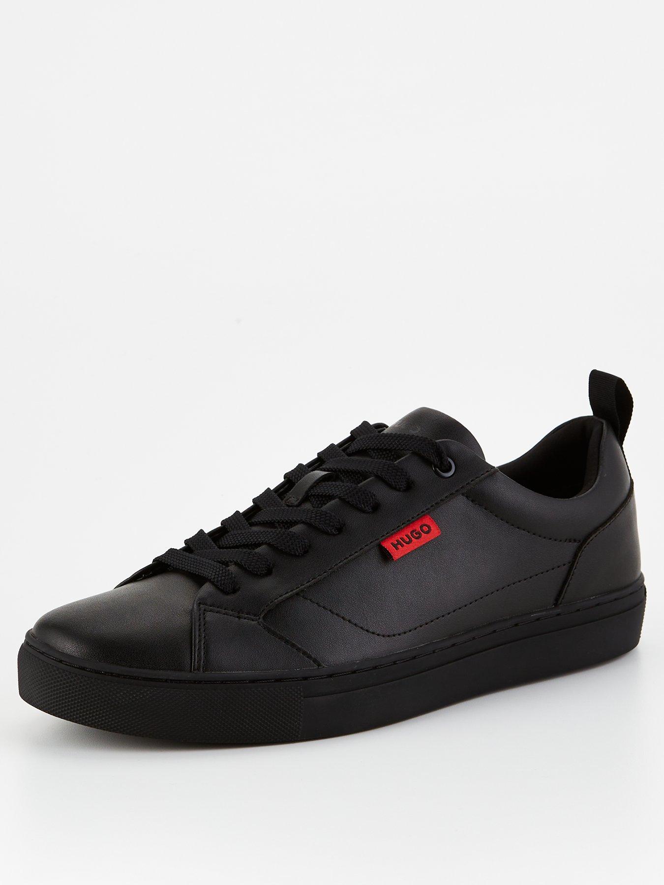 hugo-morrie-leather-tennis-trainer-blackstillFront