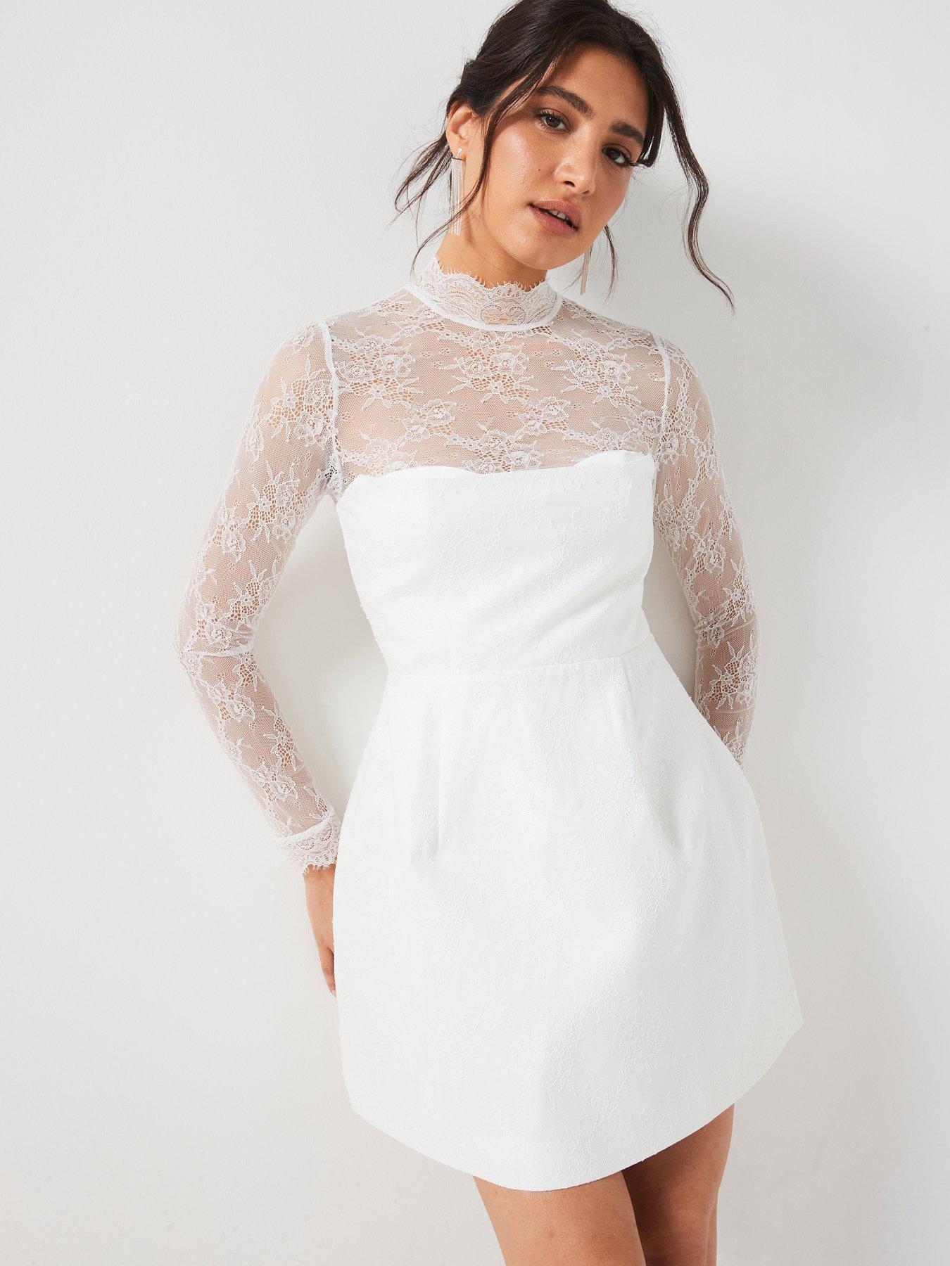 Six Stories Lace Sleeve Mini Dress - Ivory | Very Ireland