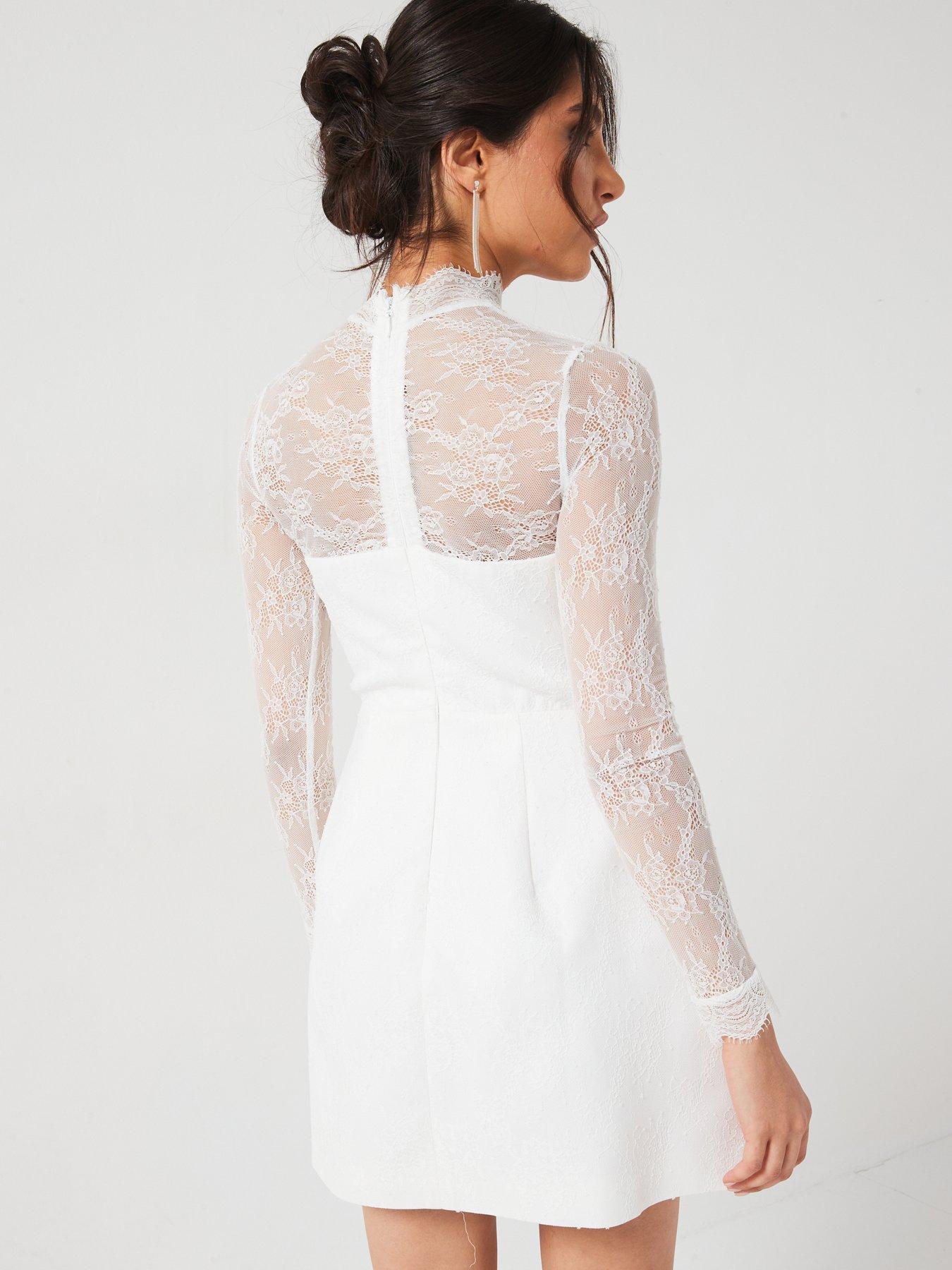 six-stories-lace-sleeve-mini-dress-ivorystillFront