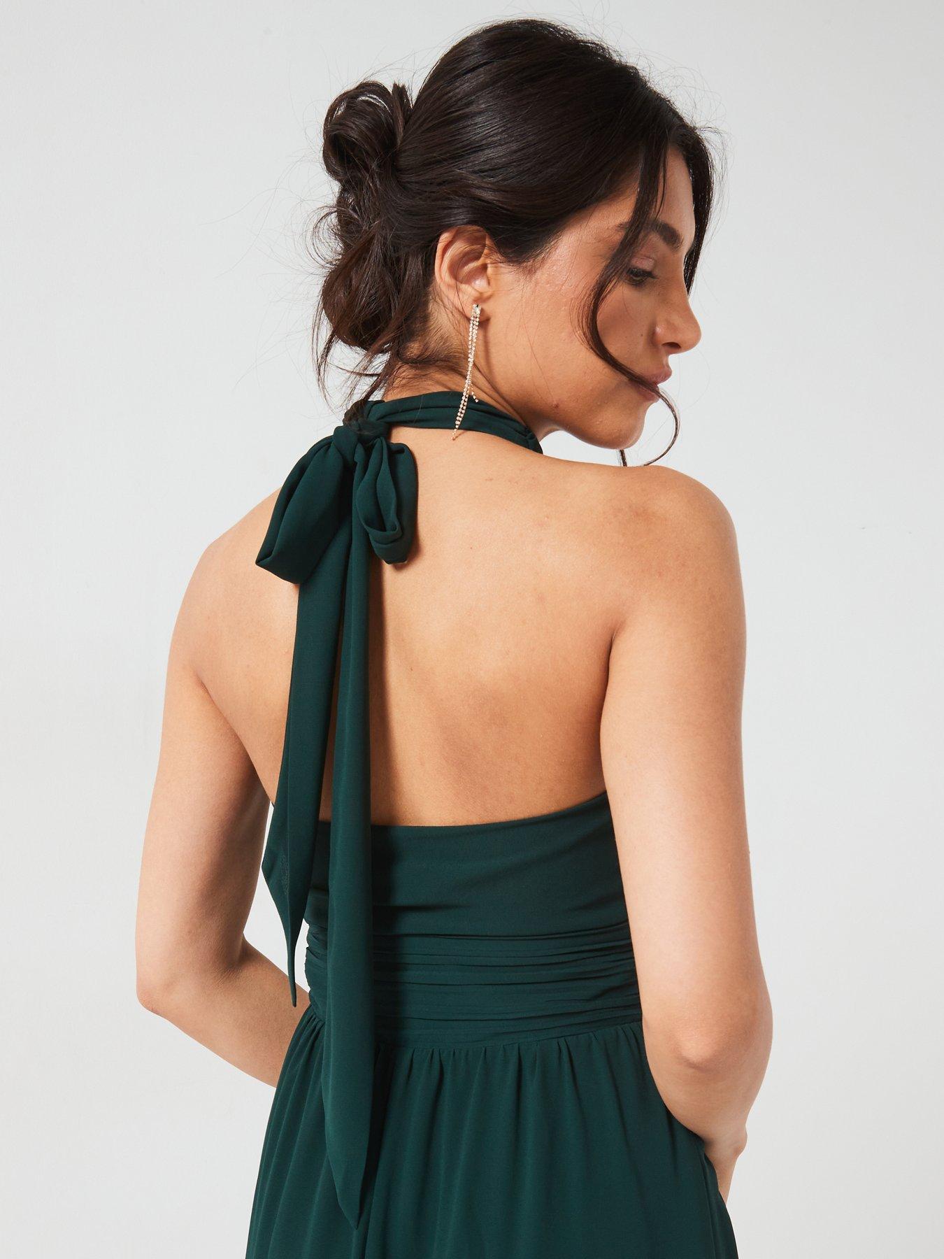 six-stories-halter-neck-pleated-waist-chiffon-bridesmaid-dress-emerald-greenoutfit