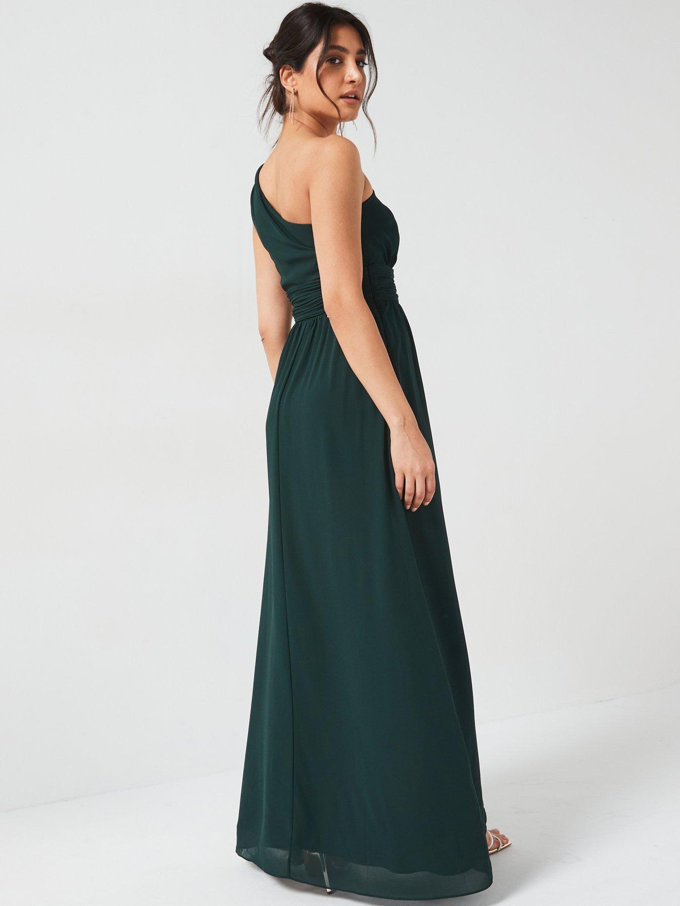 six-stories-one-shoulder-pleated-chiffon-bridesmaid-dress-emerald-greenstillFront