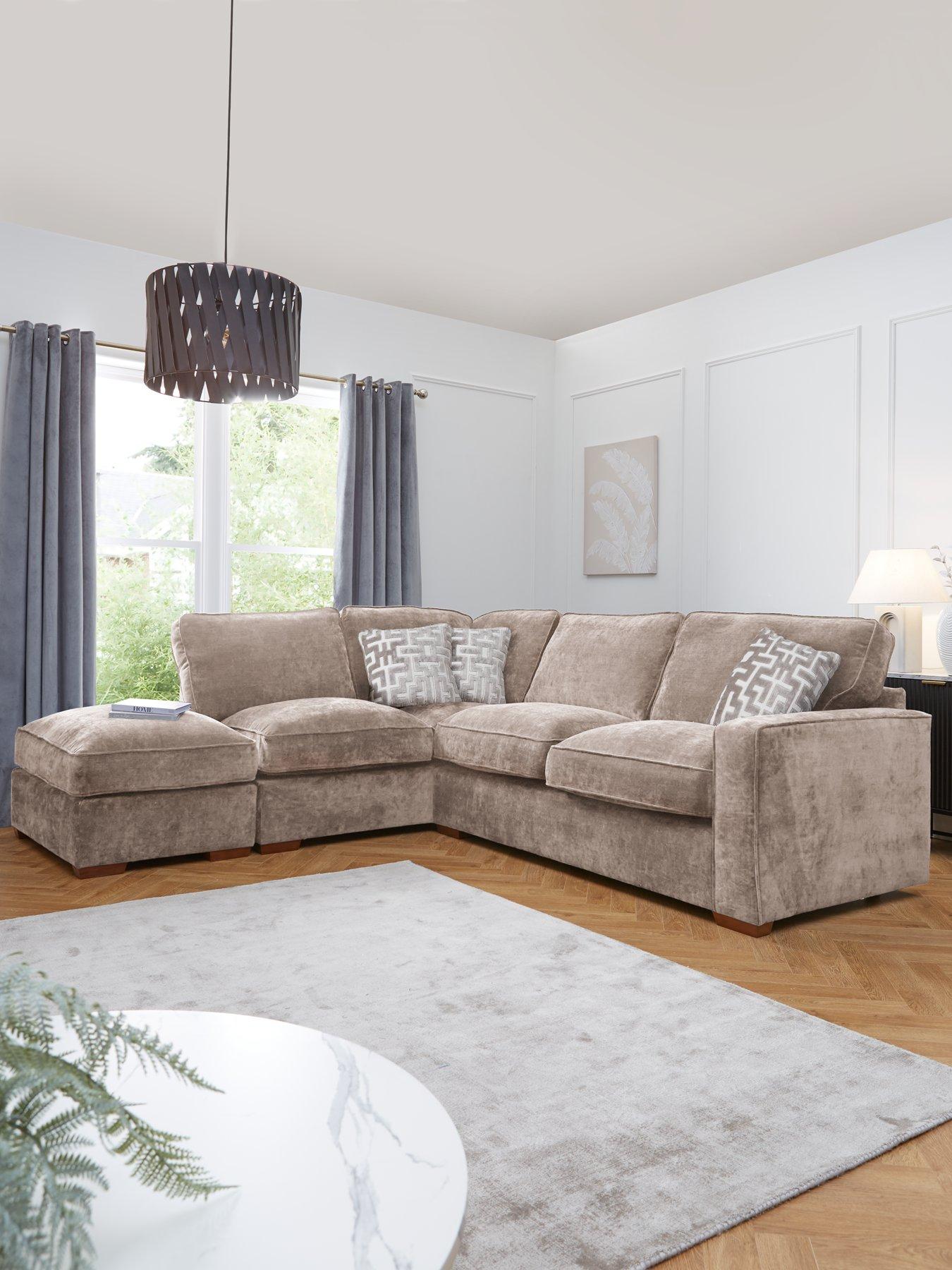 undefined Monaco Left Hand Corner Fabric Chaise Sofa with Footstool