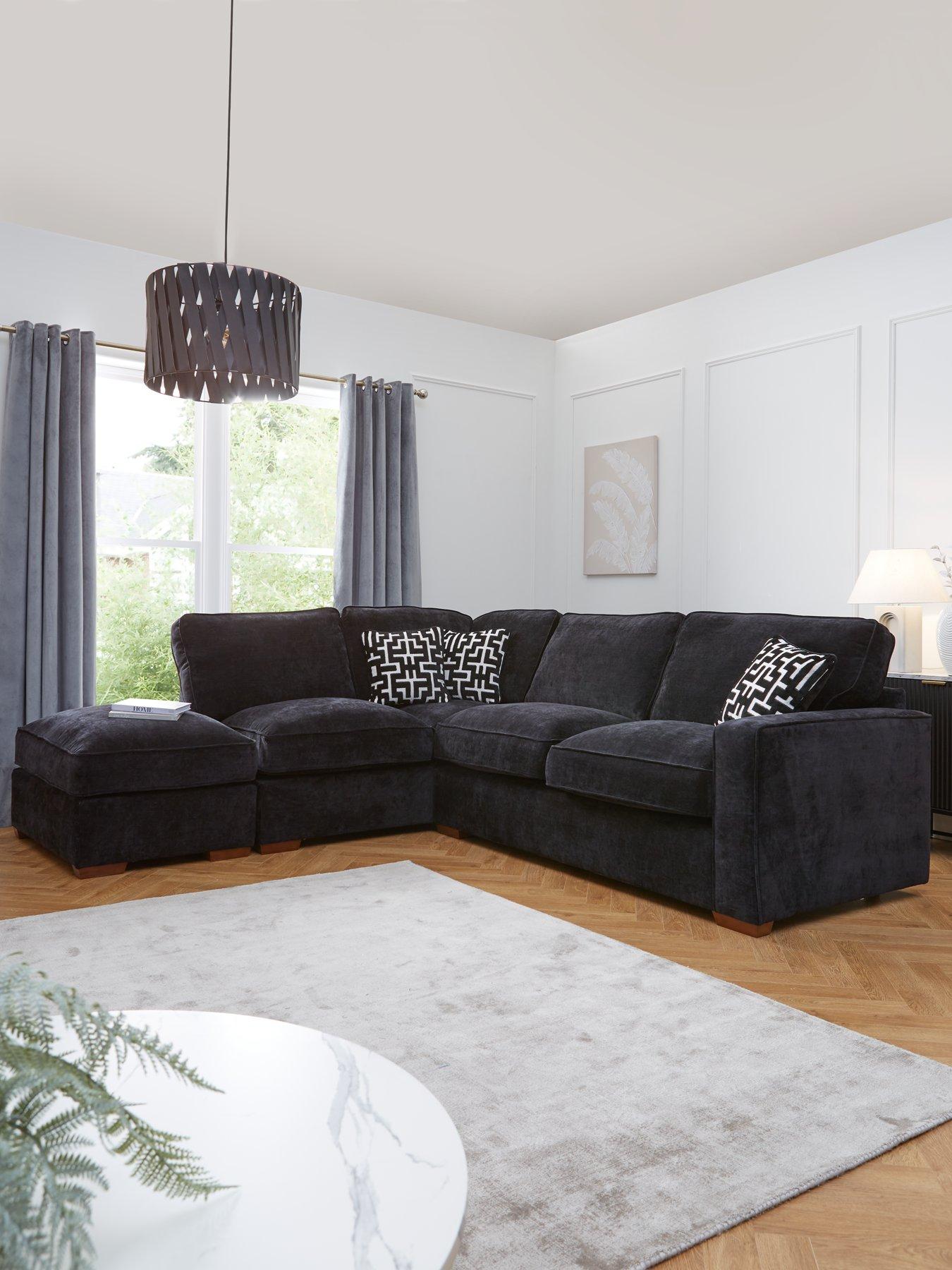 undefined Monaco Left Hand Corner Fabric Chaise Sofa with Footstool