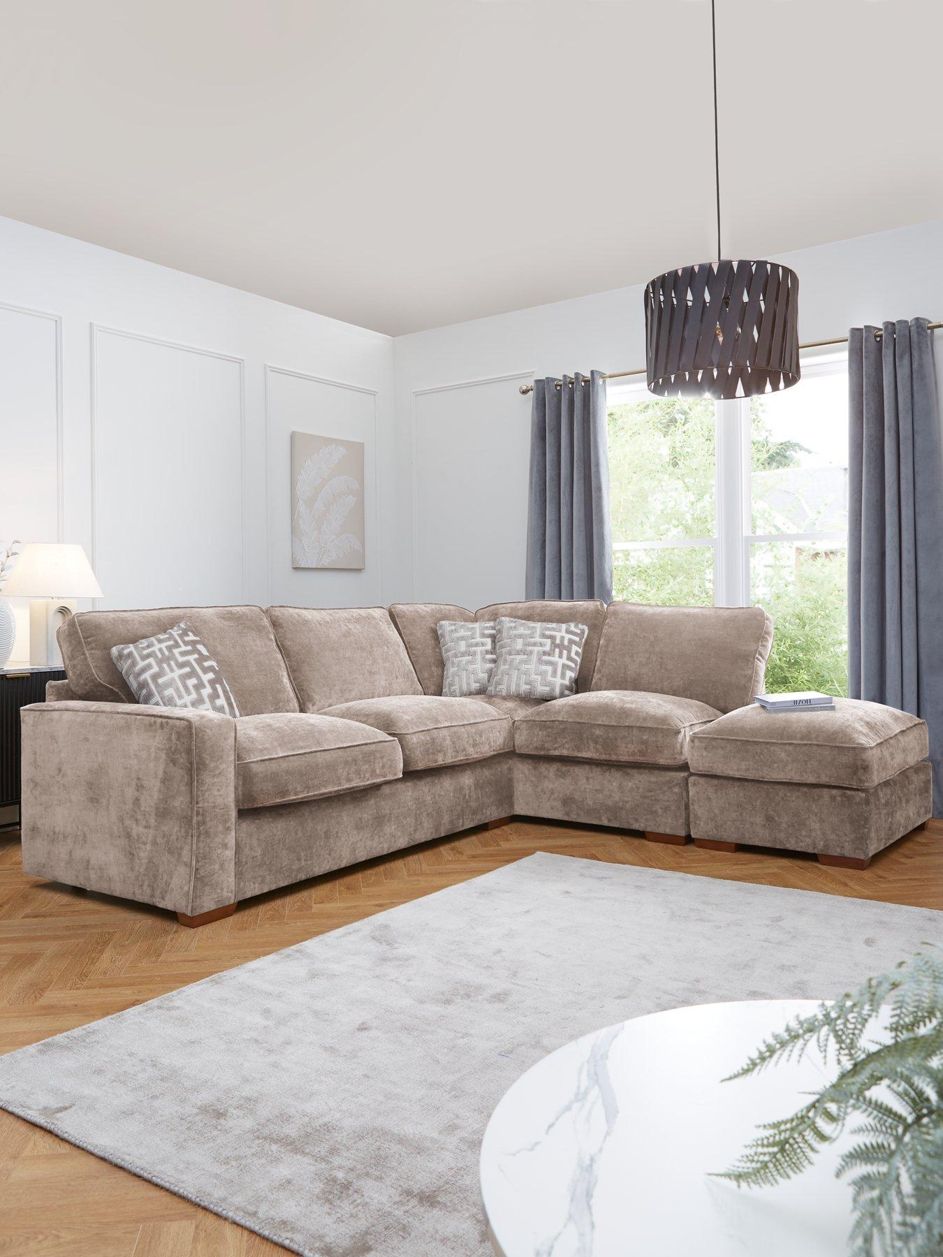 The Very Collection Monaco Right Hand Corner Fabric Chaise Sofa with Footstool - Made to Order in the UK