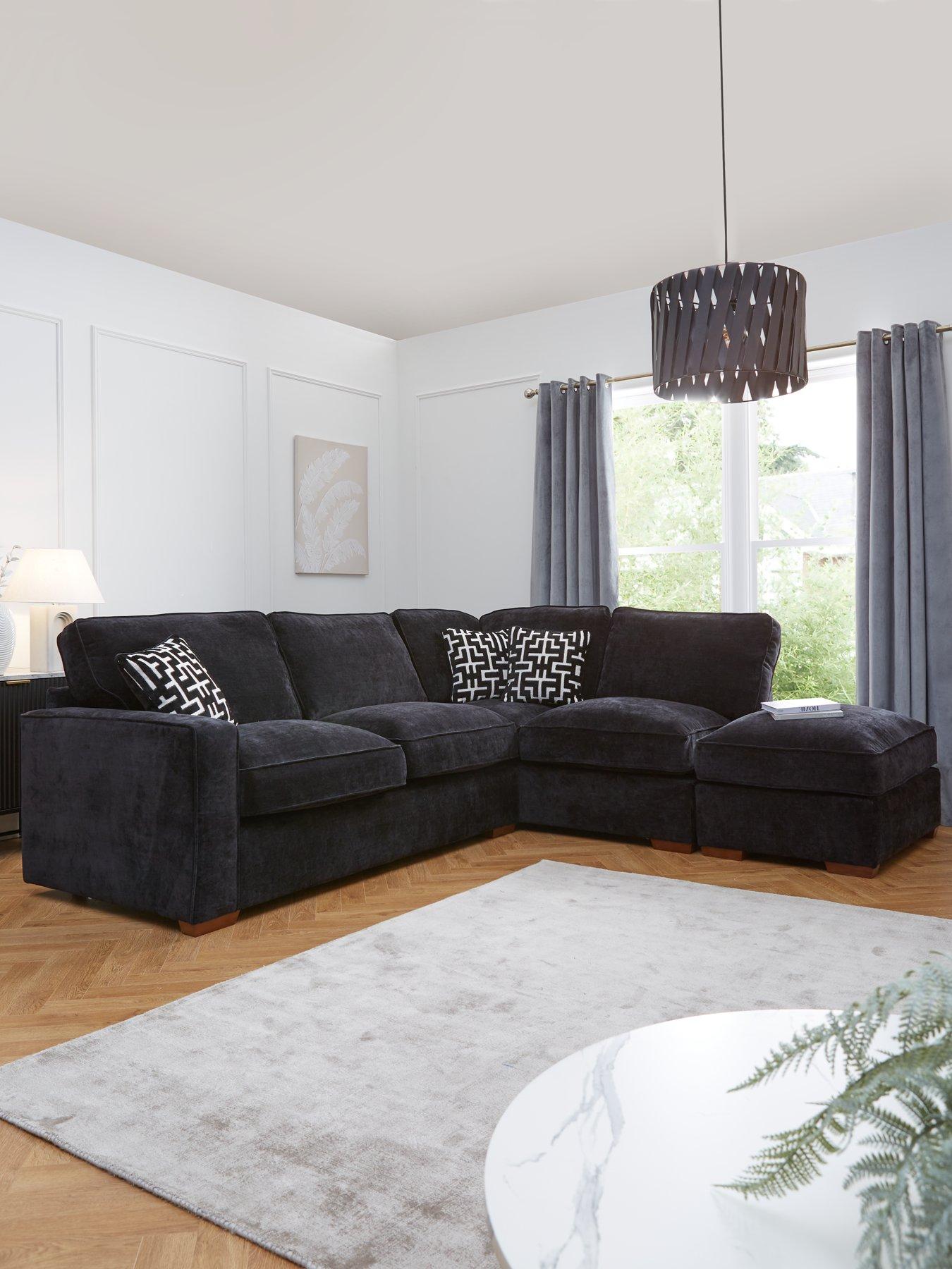The Very Collection Monaco Right Hand Corner Fabric Chaise Sofa with Footstool - Made to Order in the UK