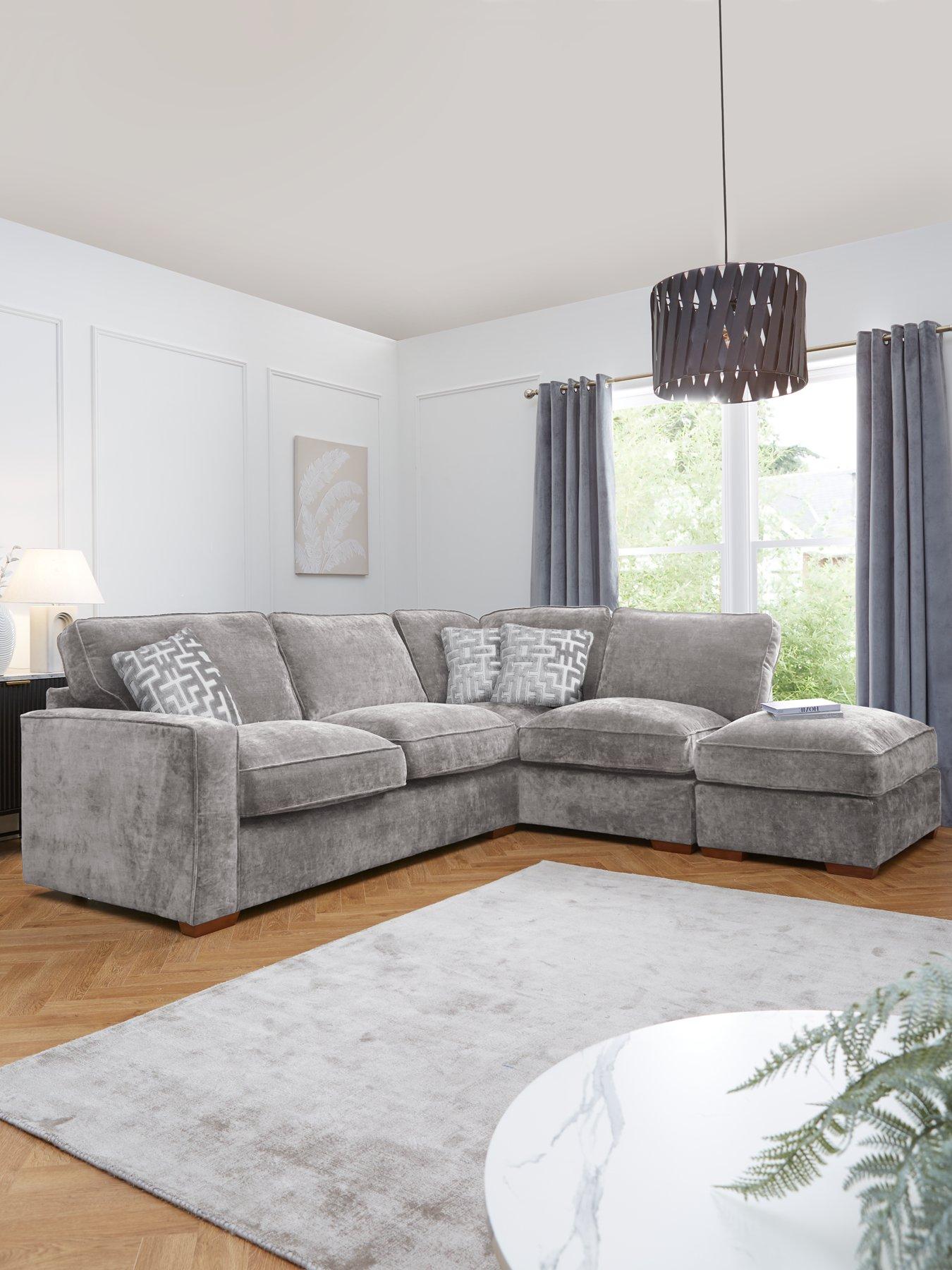 The Very Collection Monaco Right Hand Corner Fabric Chaise Sofa with Footstool - Made to Order in the UK
