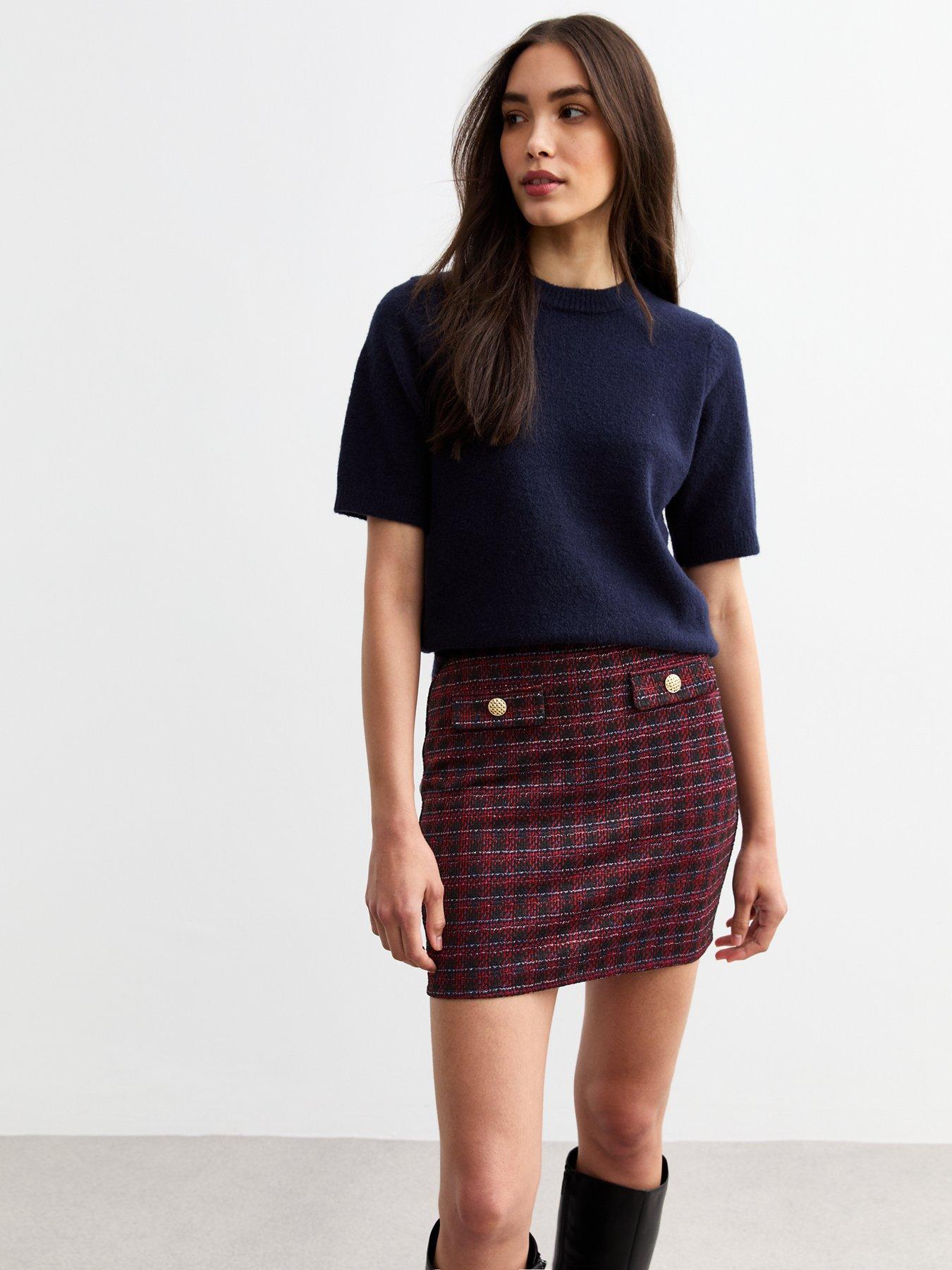 new-look-red-stretch-boucle-mini-skirt