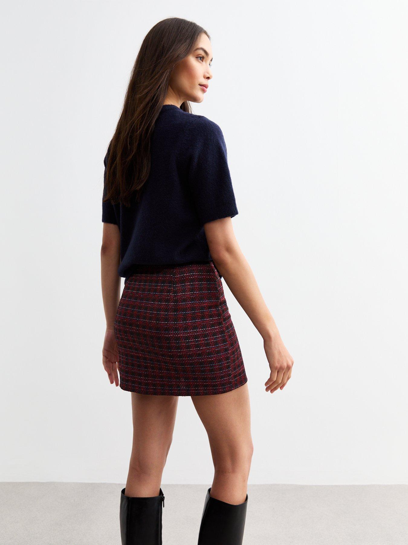 new-look-red-stretch-boucle-mini-skirtstillFront