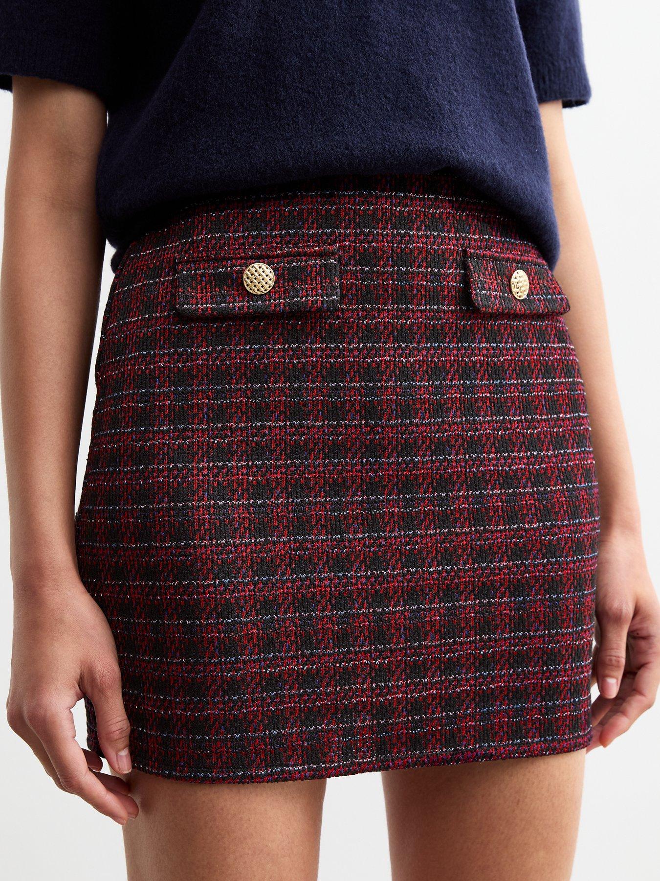 new-look-red-stretch-boucle-mini-skirtoutfit