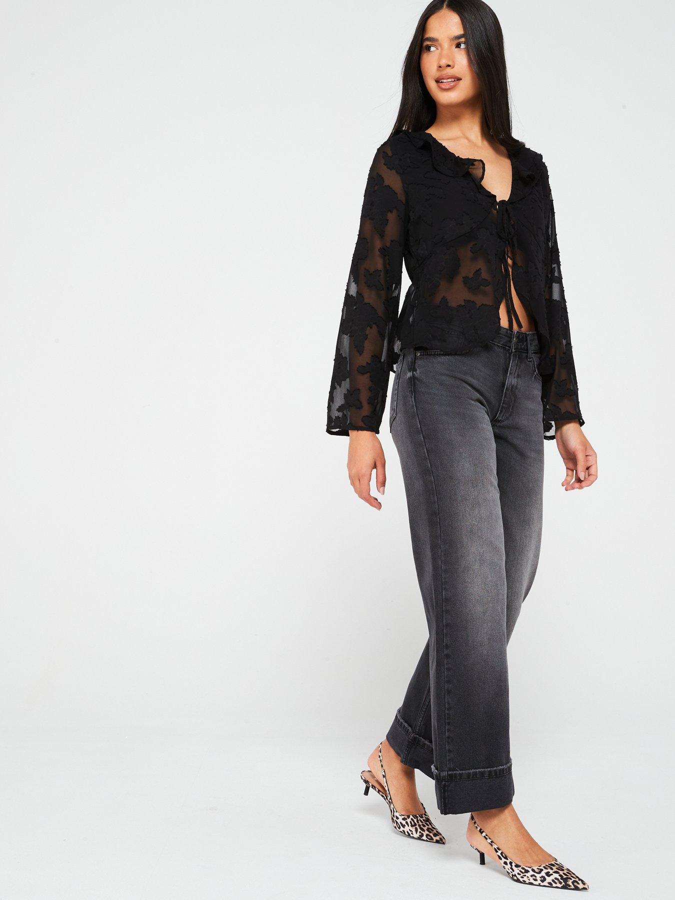 only-lace-v-neck-dobby-blouse-blackback