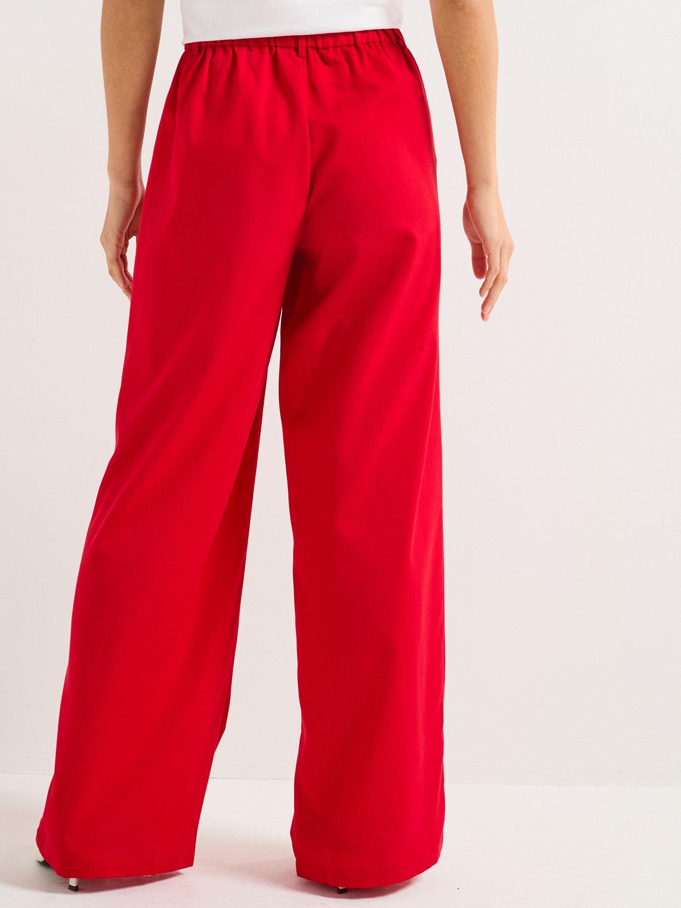 Image 2 of 5 of PIECES Tailored Wide Leg Trousers - Red